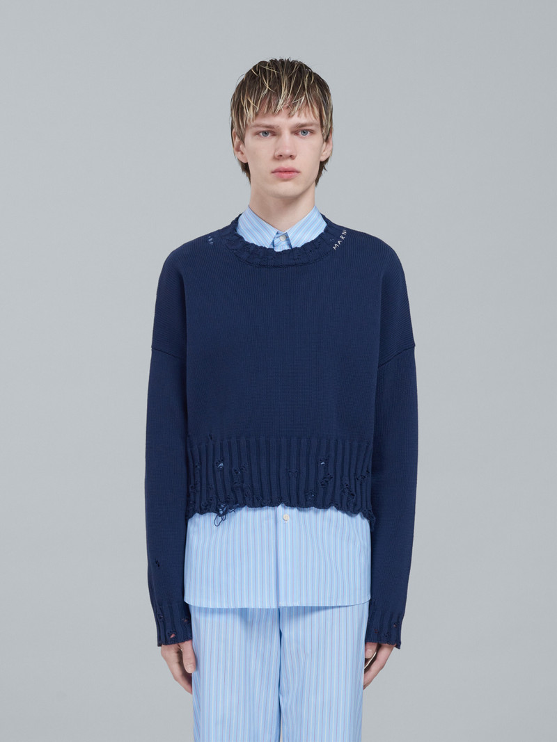 Marni BLUE COTTON CREWNECK SWEATER outlook