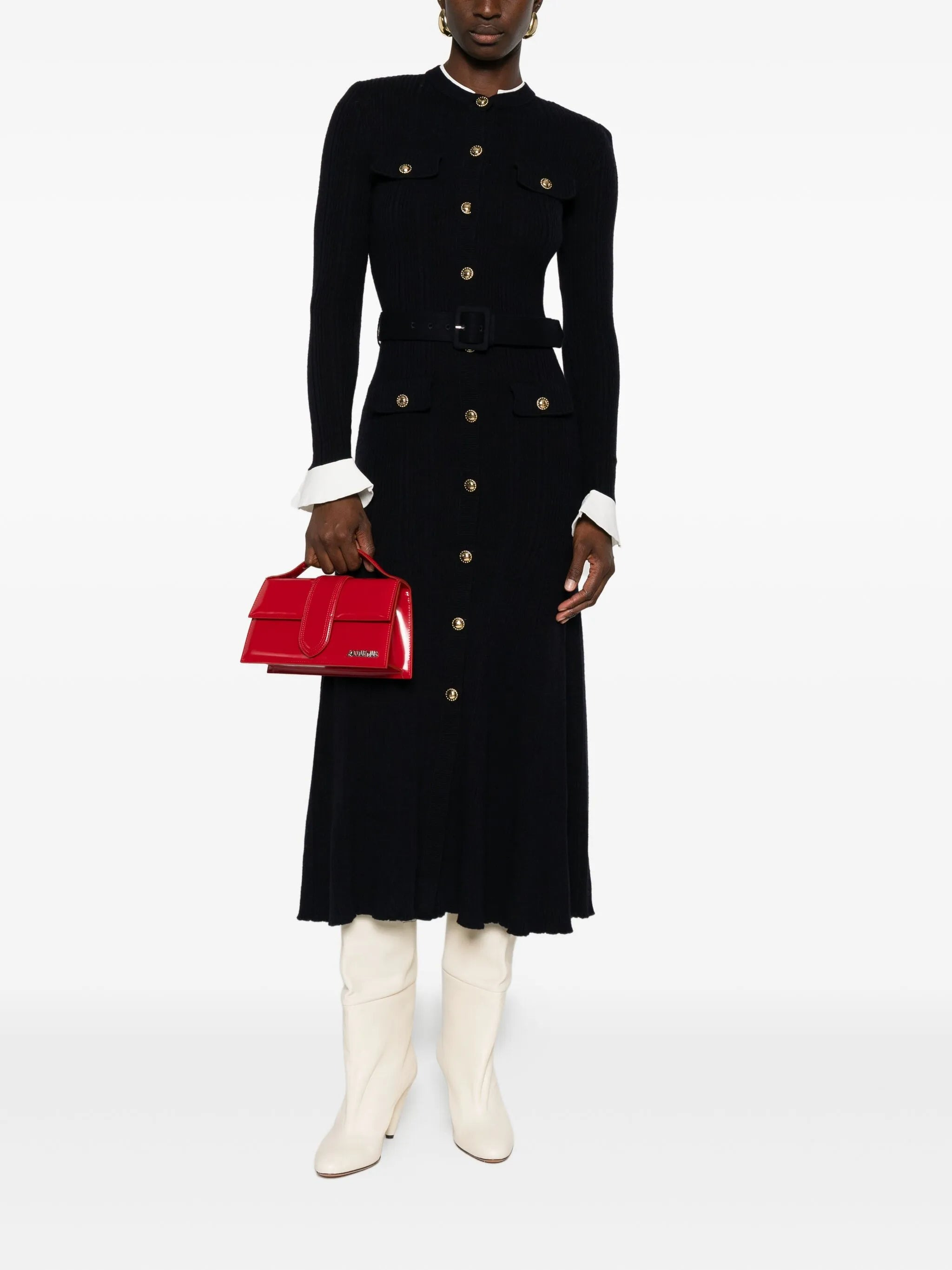 Self-portrait Button-detailed Ribbed-knit Maxi Dress - 3