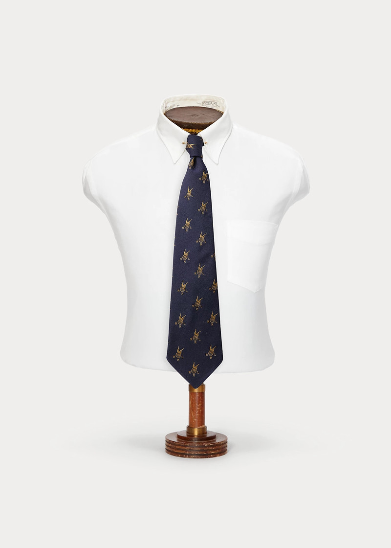 Handmade Logo-Motif Wool-Silk Tie 1