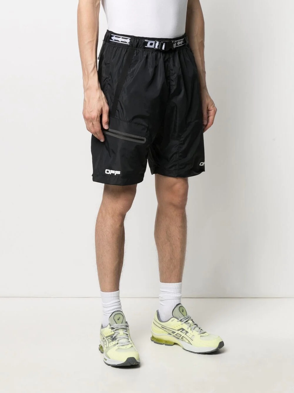 logo-belt track shorts - 3