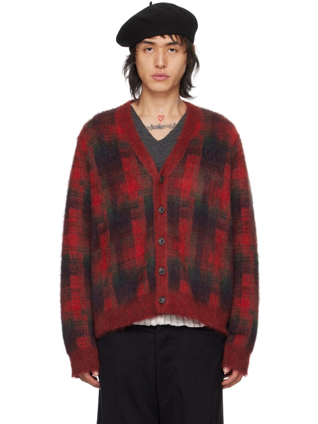 Red Check Cardigan - 1