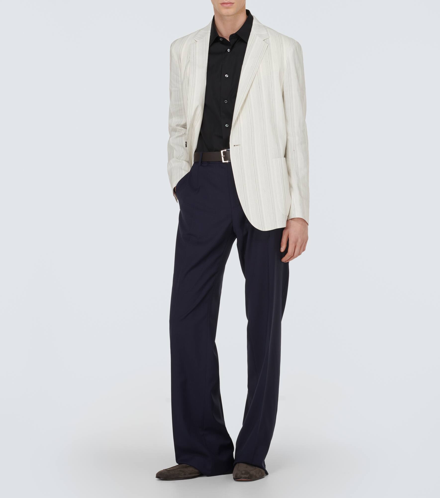 Chalk stripe linen and silk jacket - 2