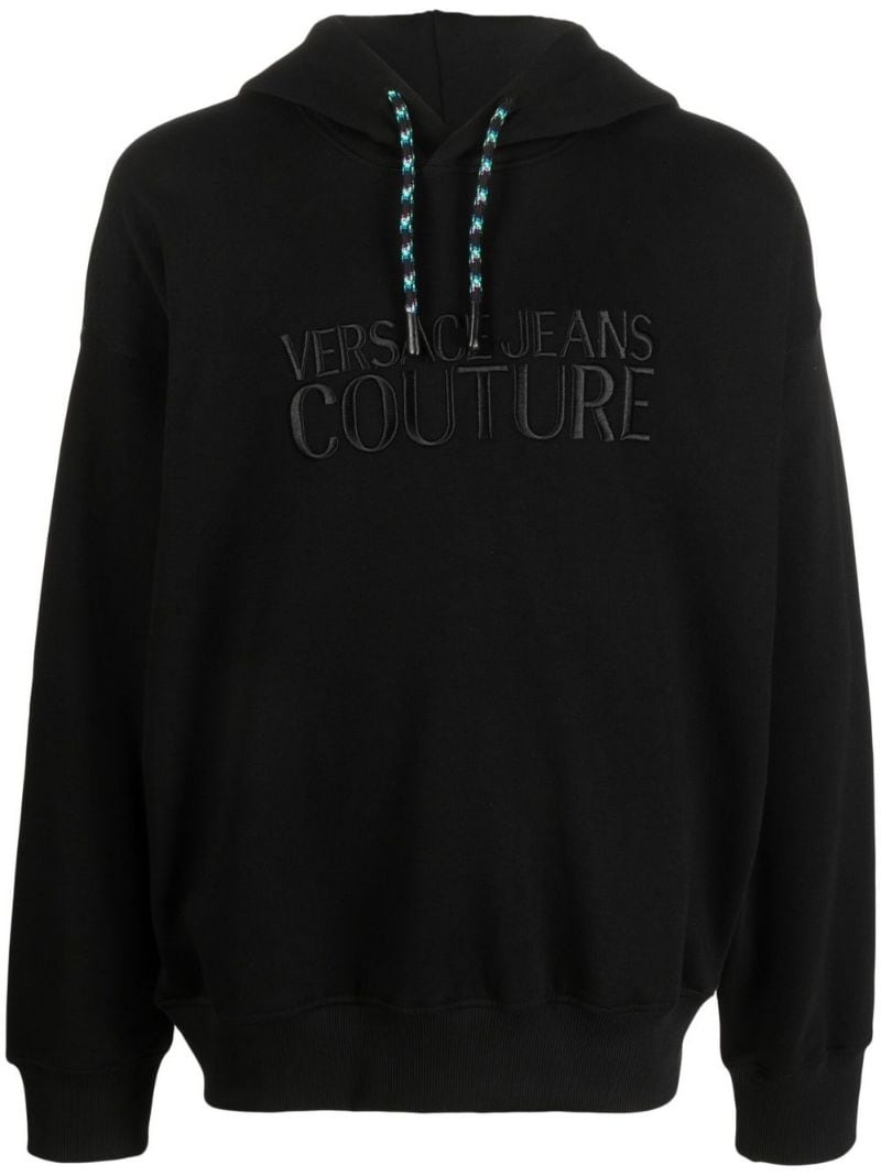logo-embroidered drawstring hoodie - 1
