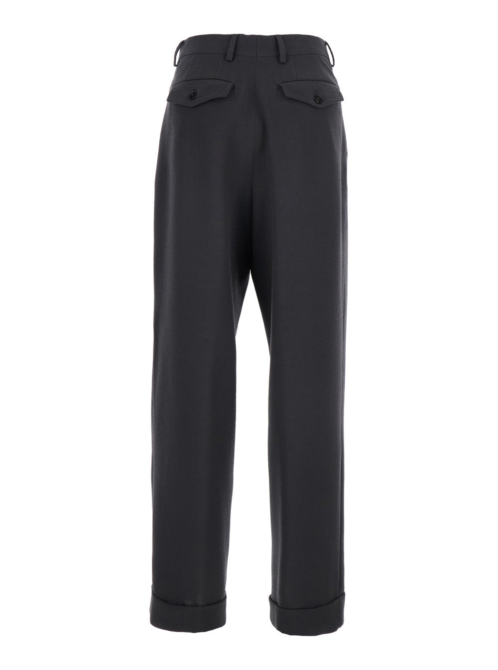 Dries Van Noten Women 'Partan' Grey Pants With Turn-Up Hem And Two Rear Flap Pockets With Button In  - 2