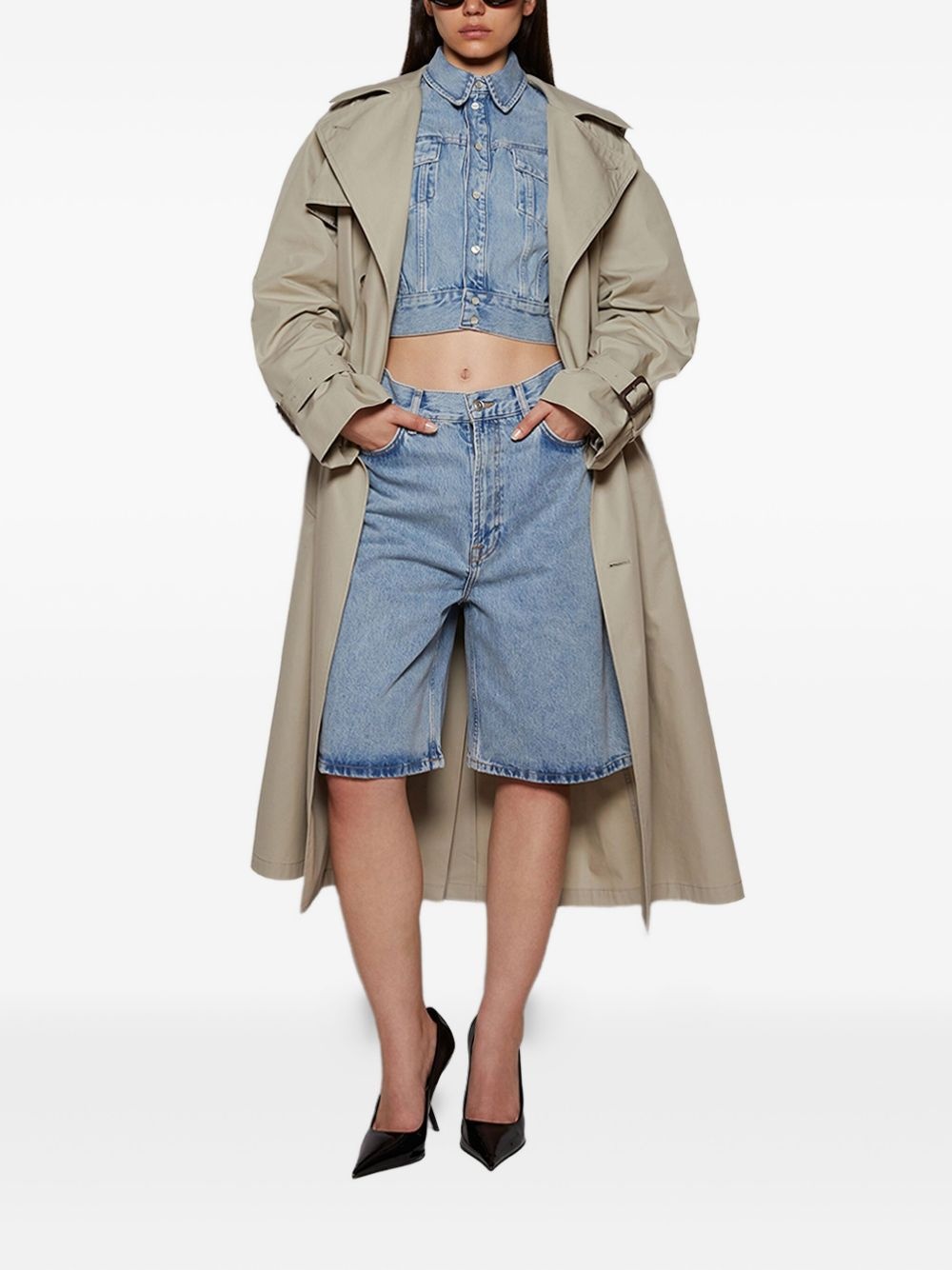 double-breasted belted trench coat - 2