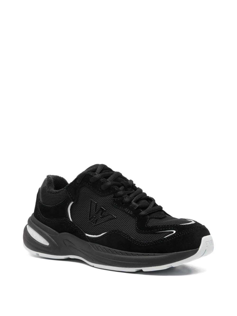 suede-panel lace-up sneakers - 2