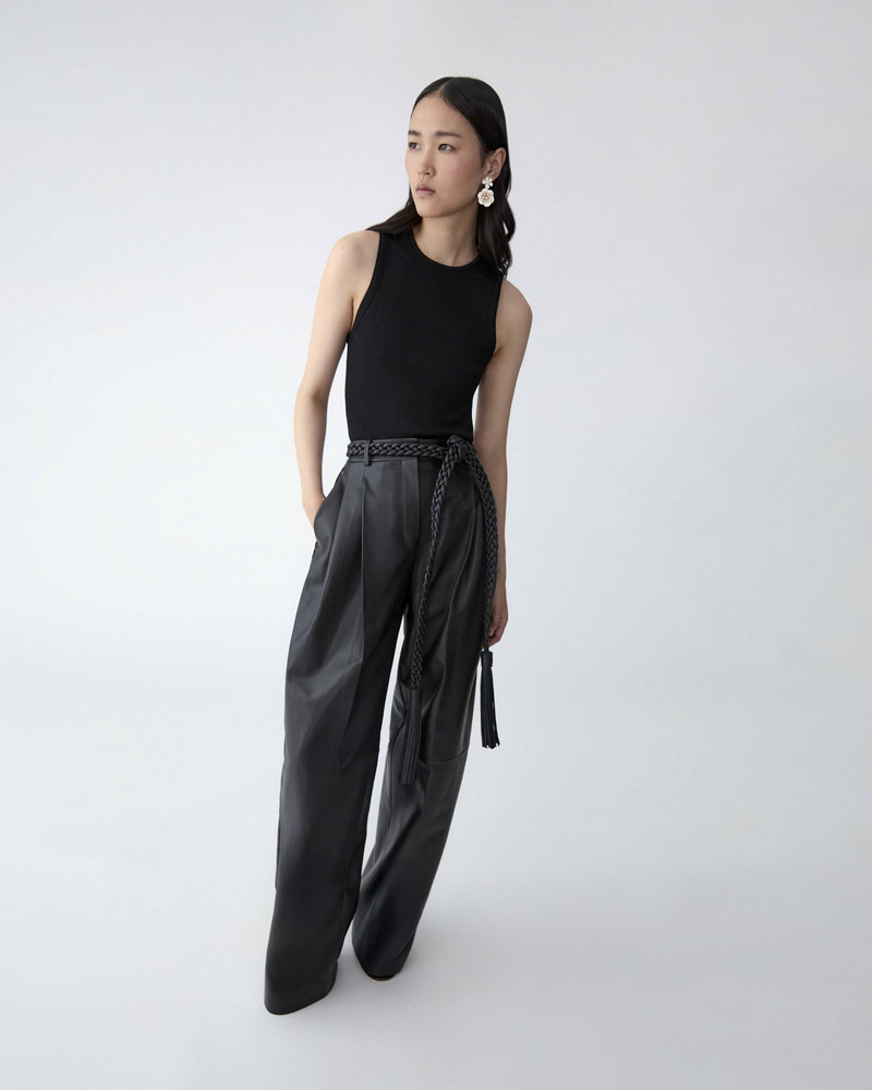 Kaia Leather Pants with Braided Belt 4