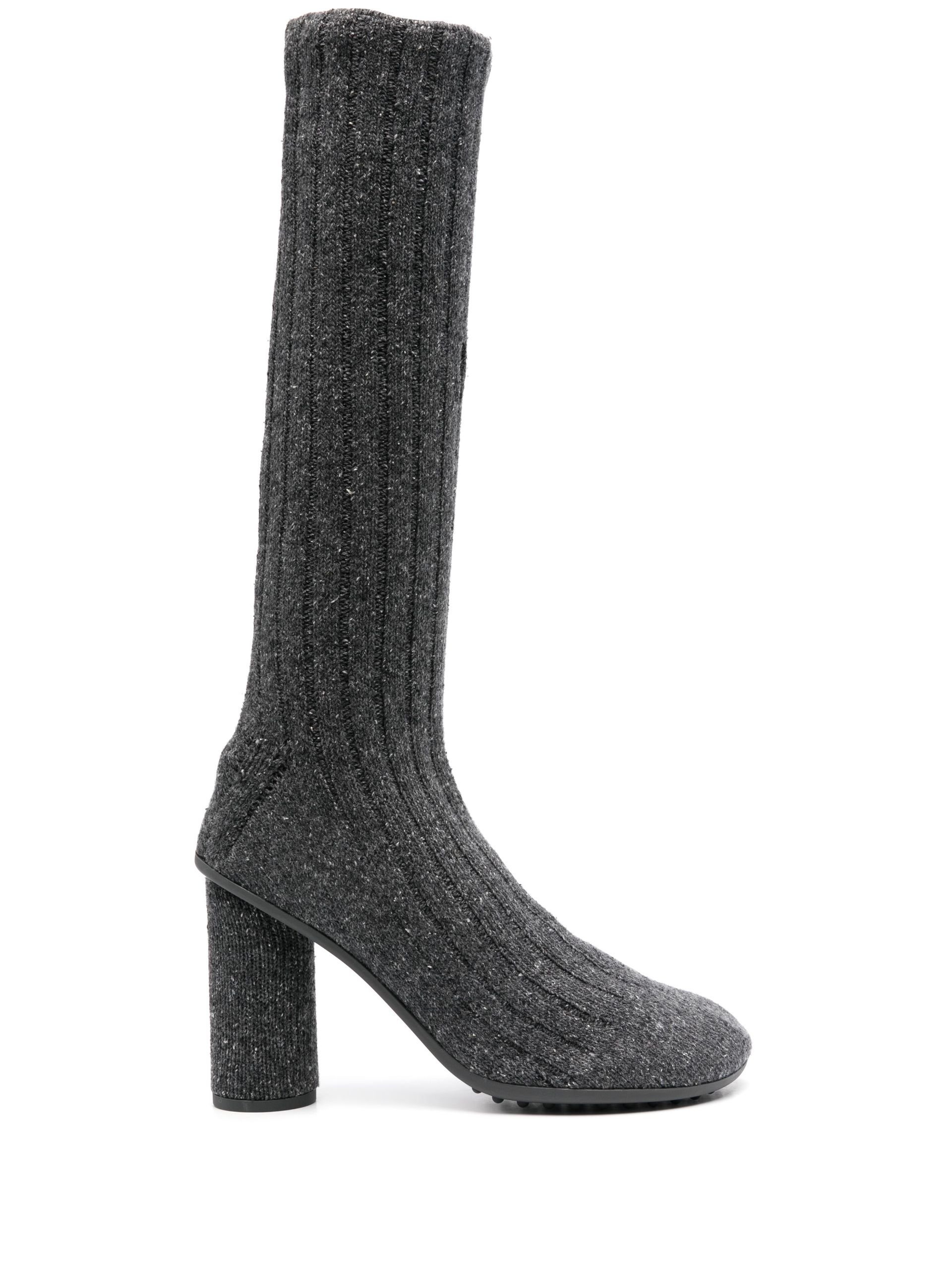 Grey Atomic 90 Ribbed-Knit Boots - 1