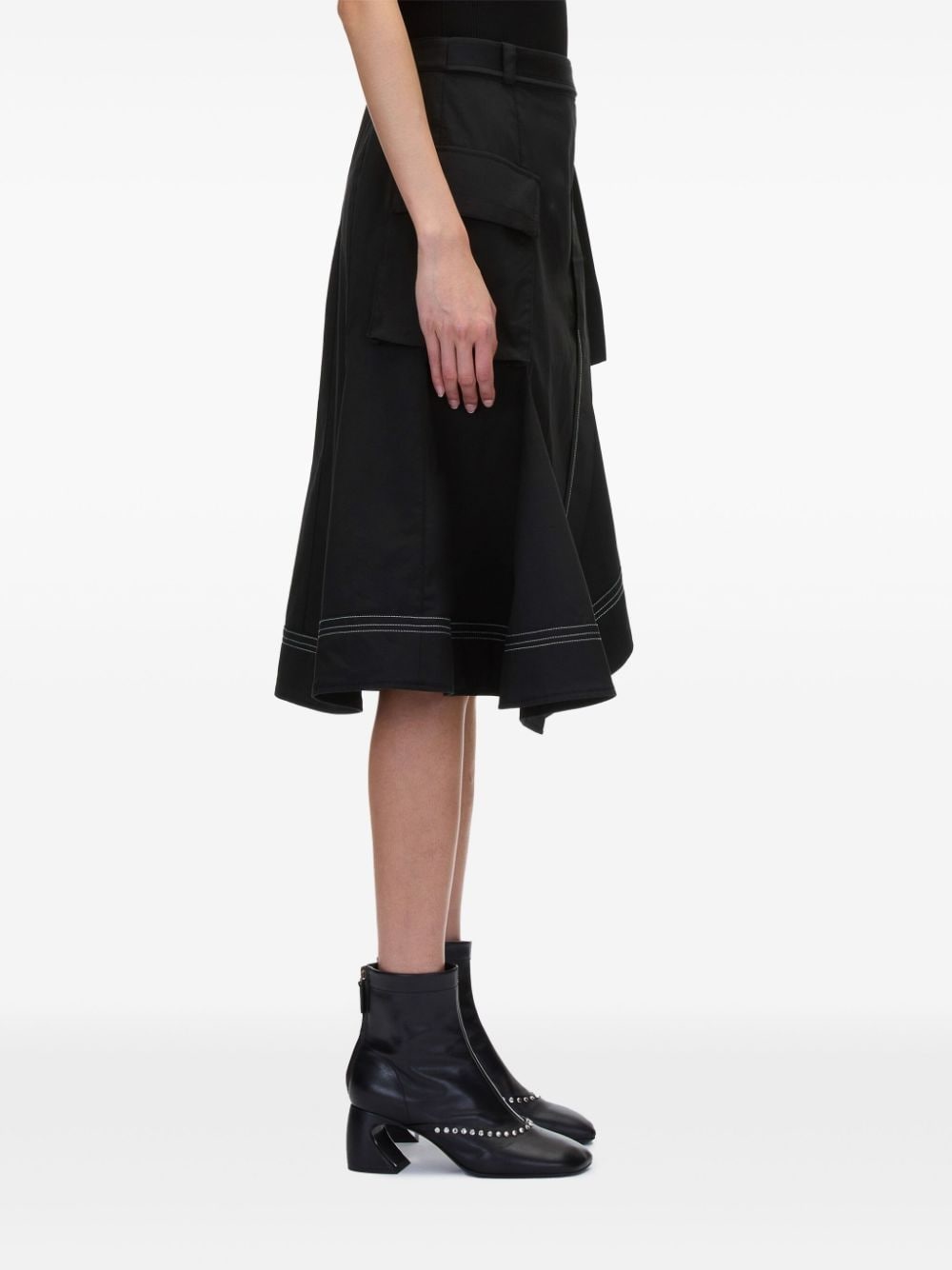 contrast-lining cotton-blend skirt - 4