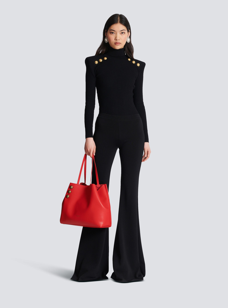 Balmain Emblème grained leather tote bag outlook