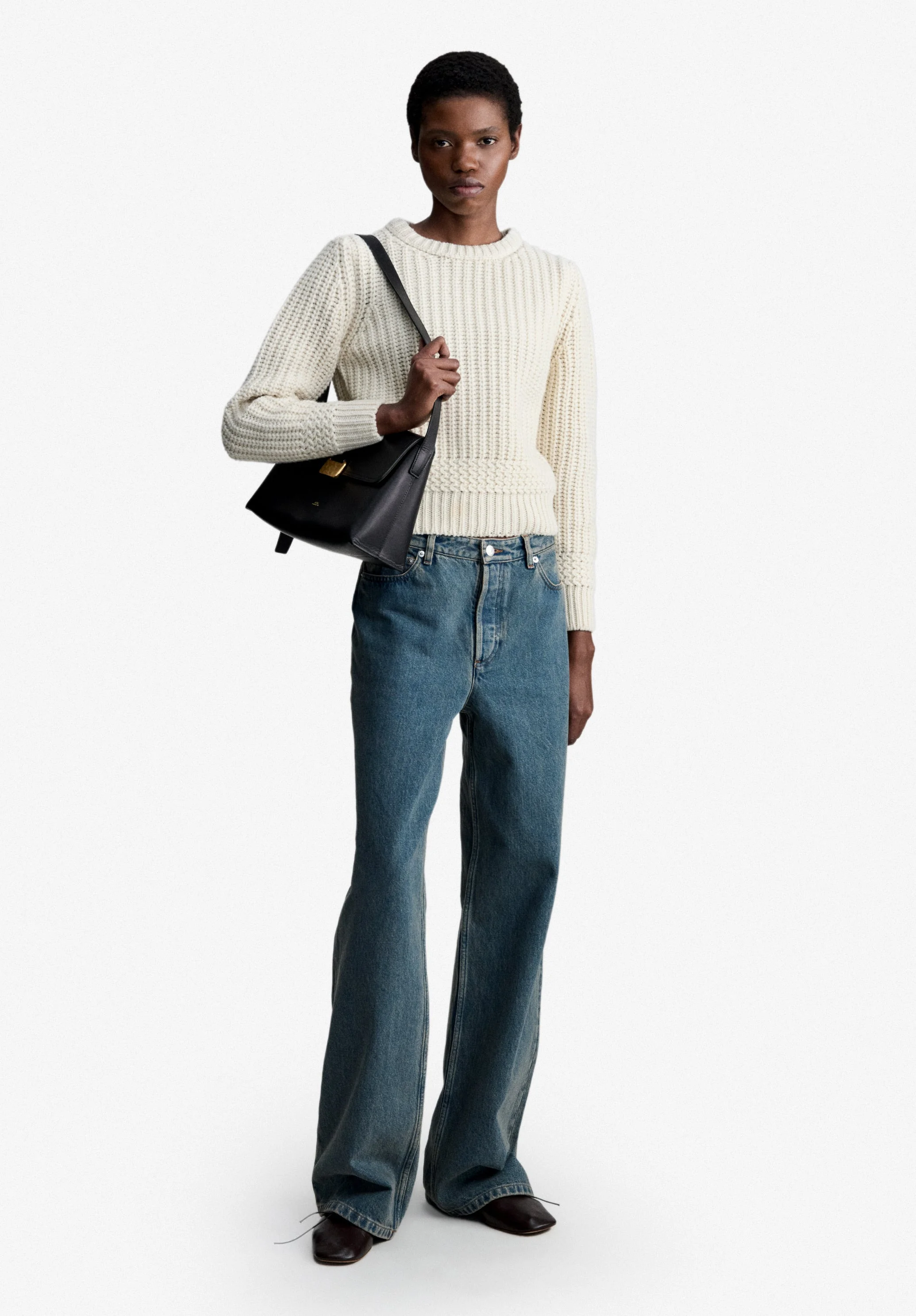 IRIS SWEATER - ECRU SWEATER IN RECYCLED WOOL - 1