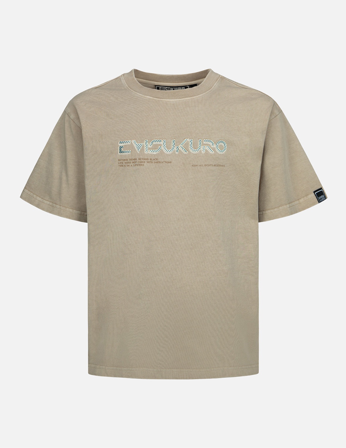 Metallic Stud Textured Logo Print T-shirt - 1
