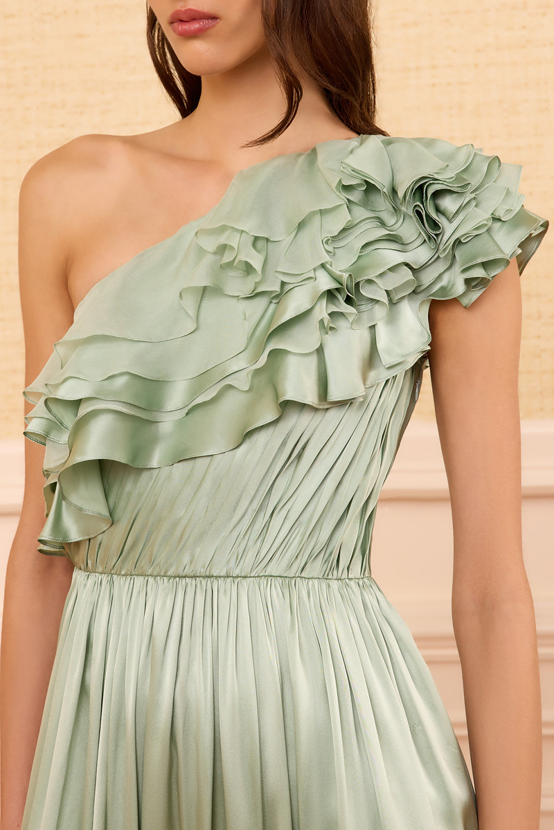 ULLA JOHNSON Avalina Ruffled Silk One Shouder Gown outlook