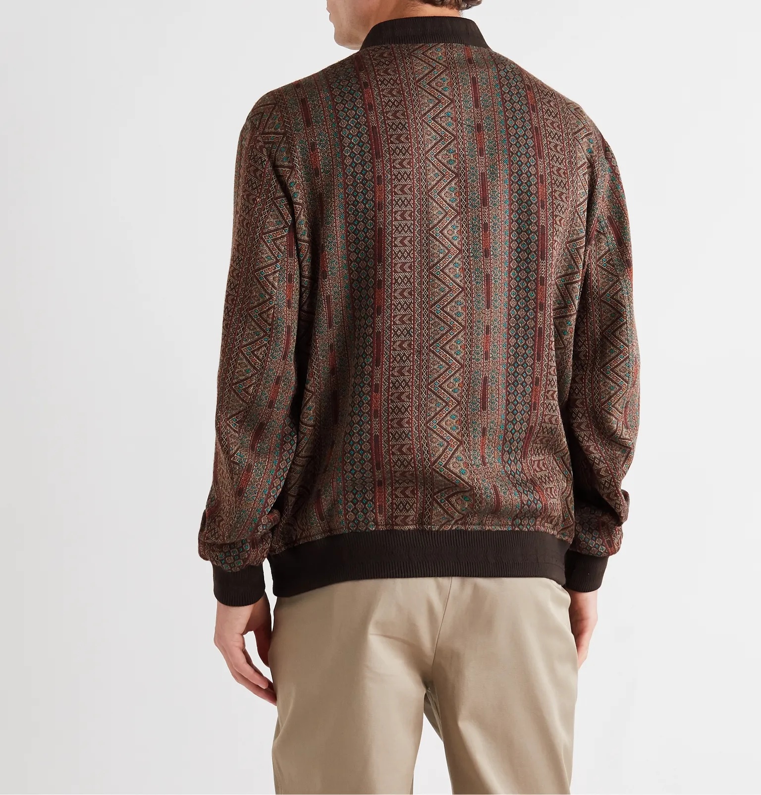 Fringed Striped Linen and Wool-Blend Jacquard Bomber Jacket - 9