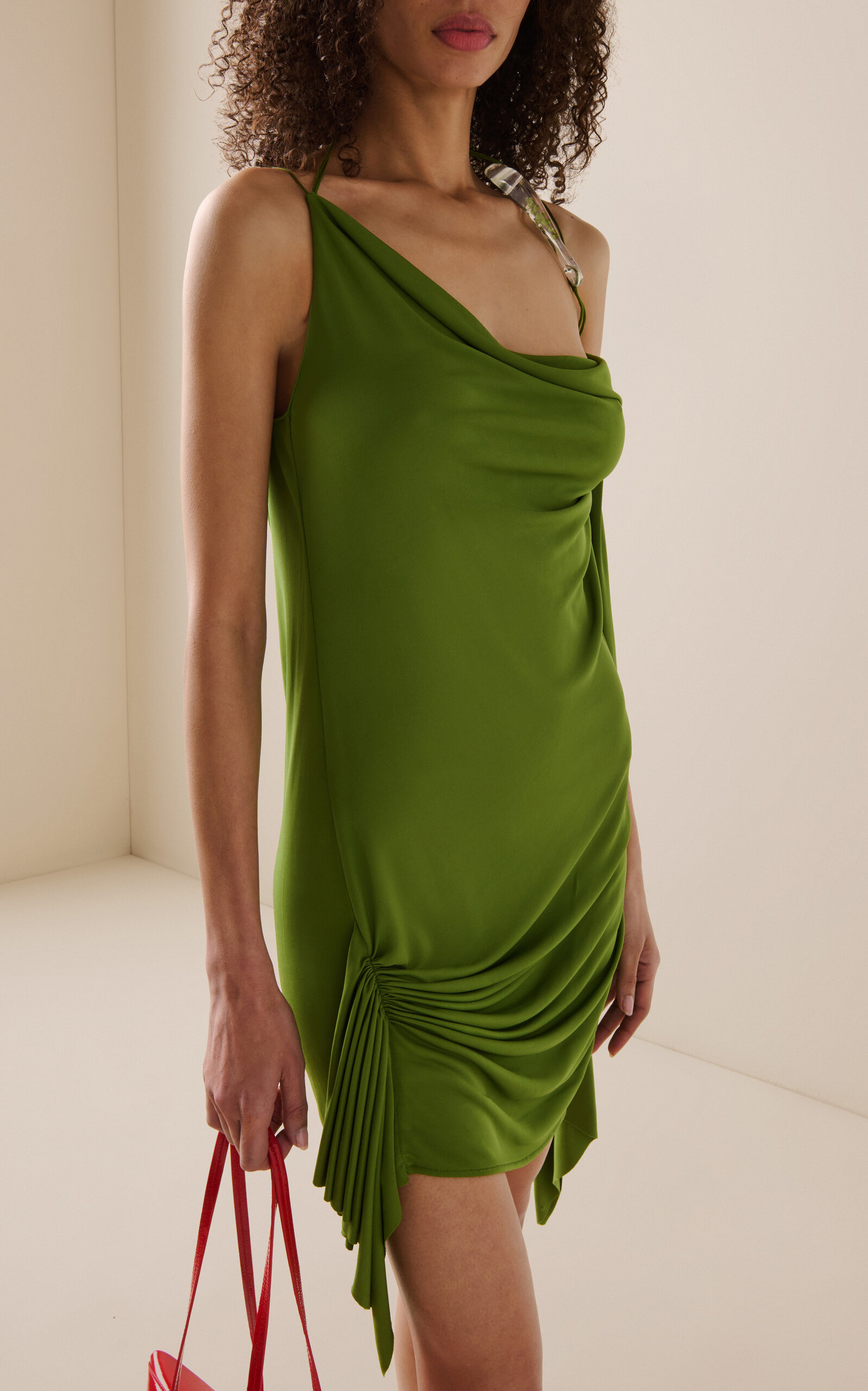 Draped Jersey Mini Dress green - 3