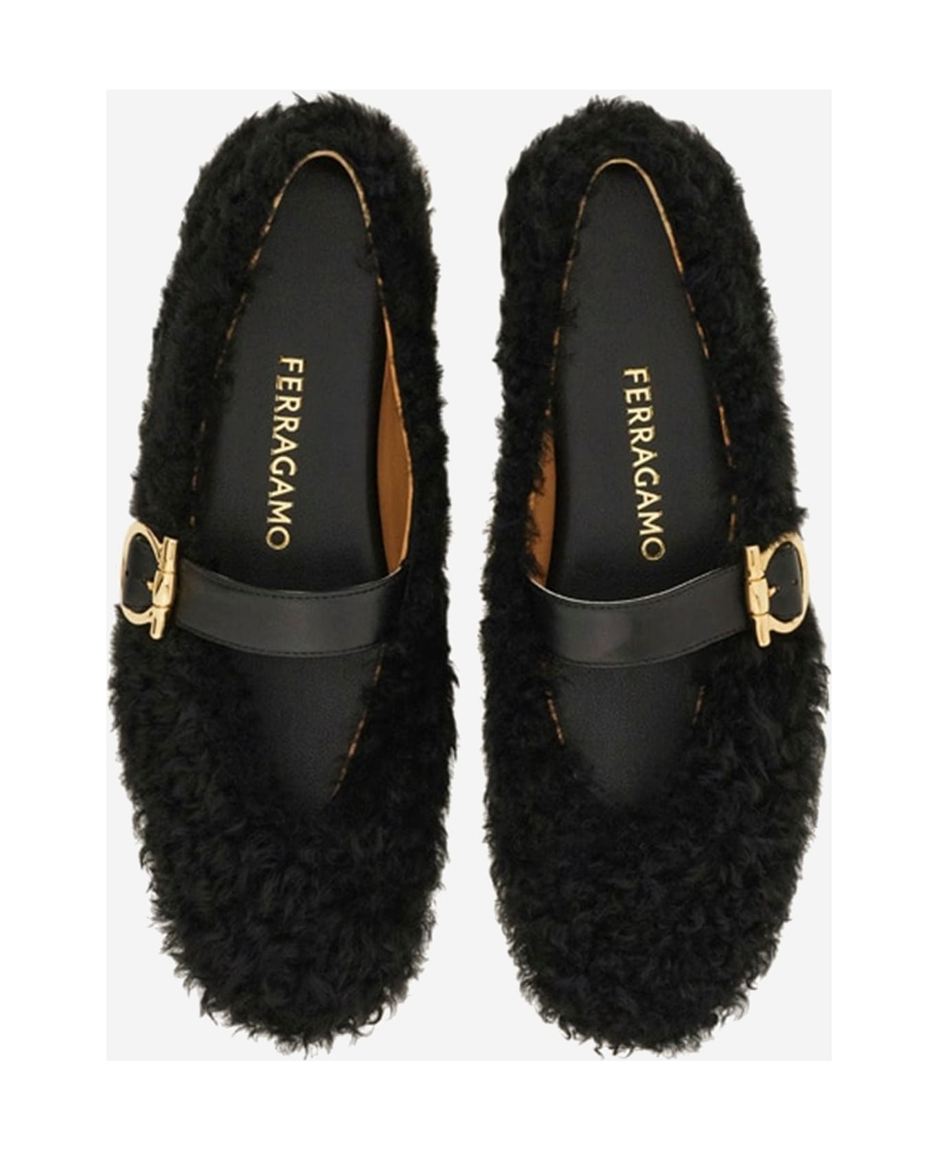 Gancini Ornamental Ballet Flats In Shearling - 3