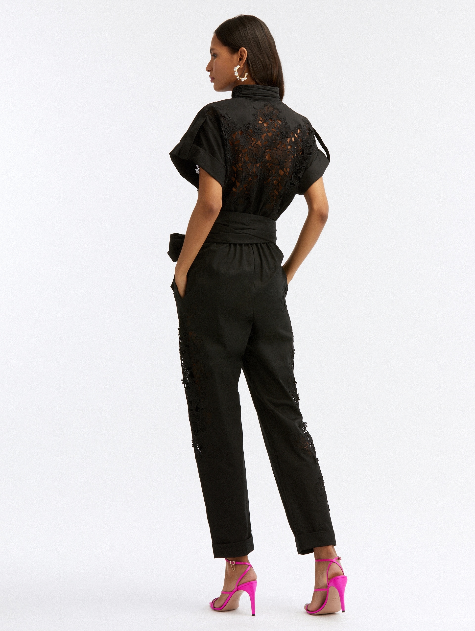 GUIPURE INSET COTTON JUMPSUIT - 3