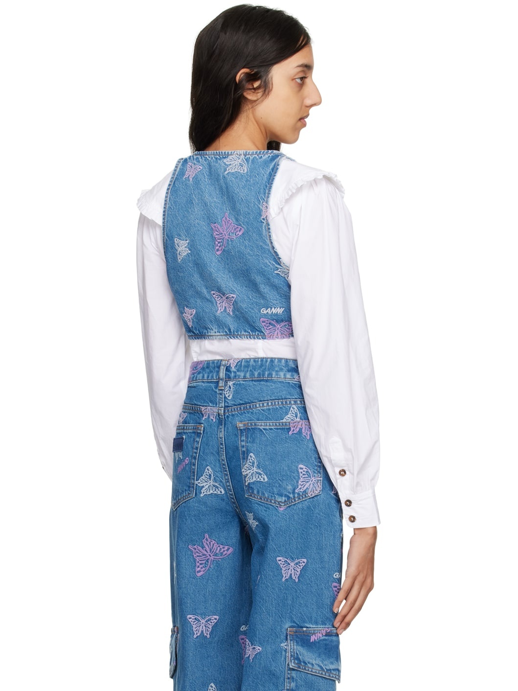 Blue Embroidered Tank Top - 3