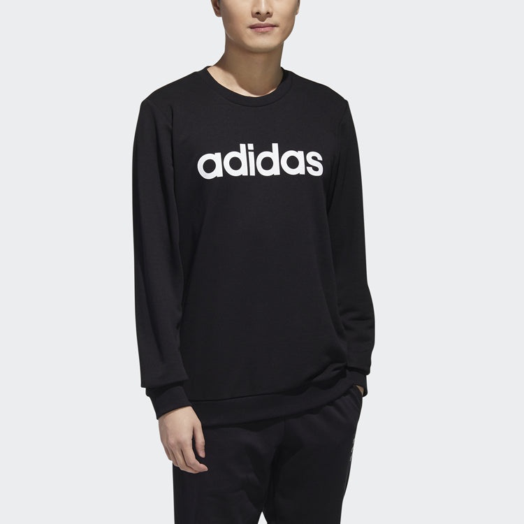 adidas neo M Esntl Logo SW Casual Sports Round Neck Knit Pullover Black GJ8925 - 3