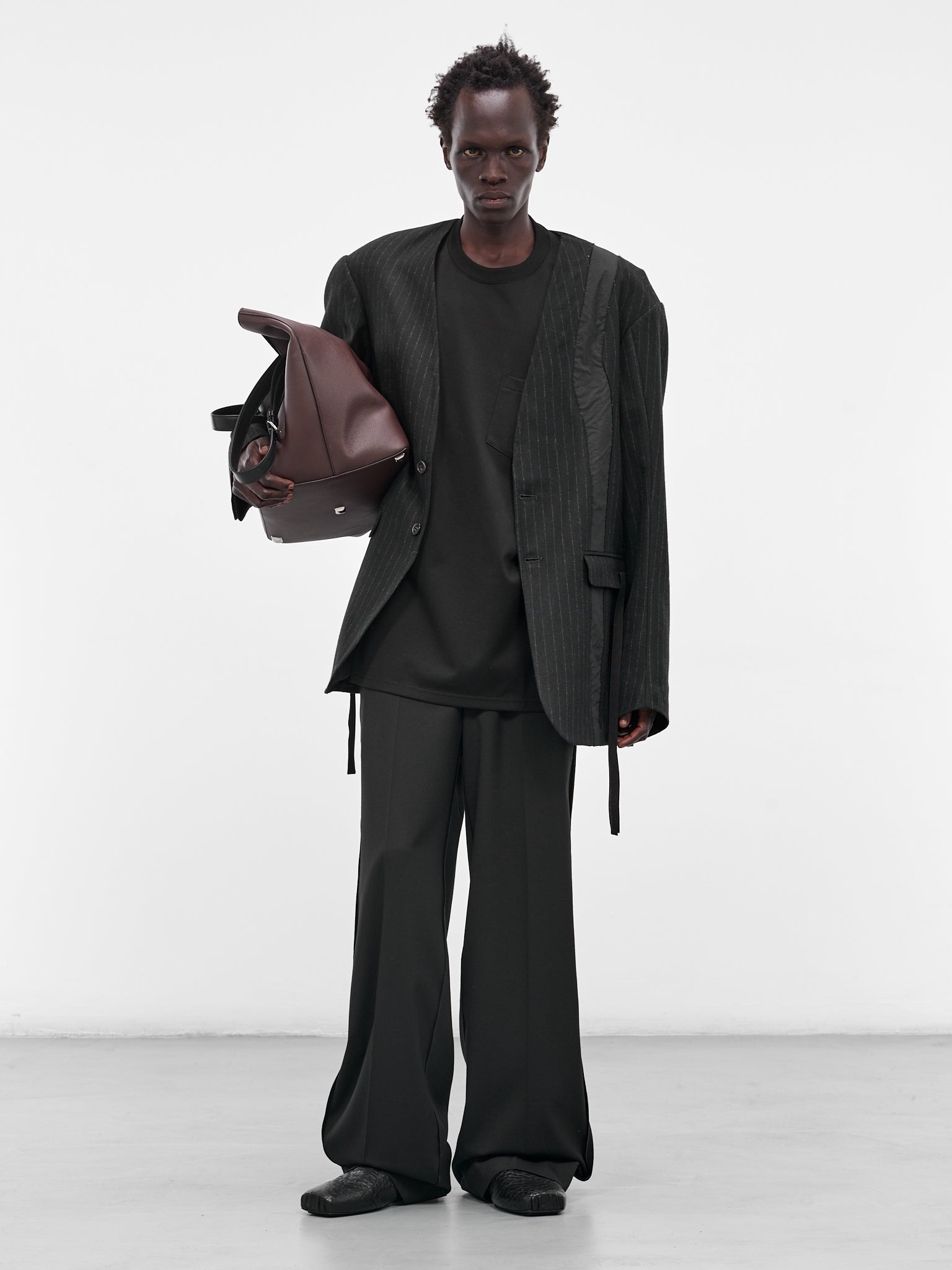 Black Wide Leg Tailored Trousers - 6