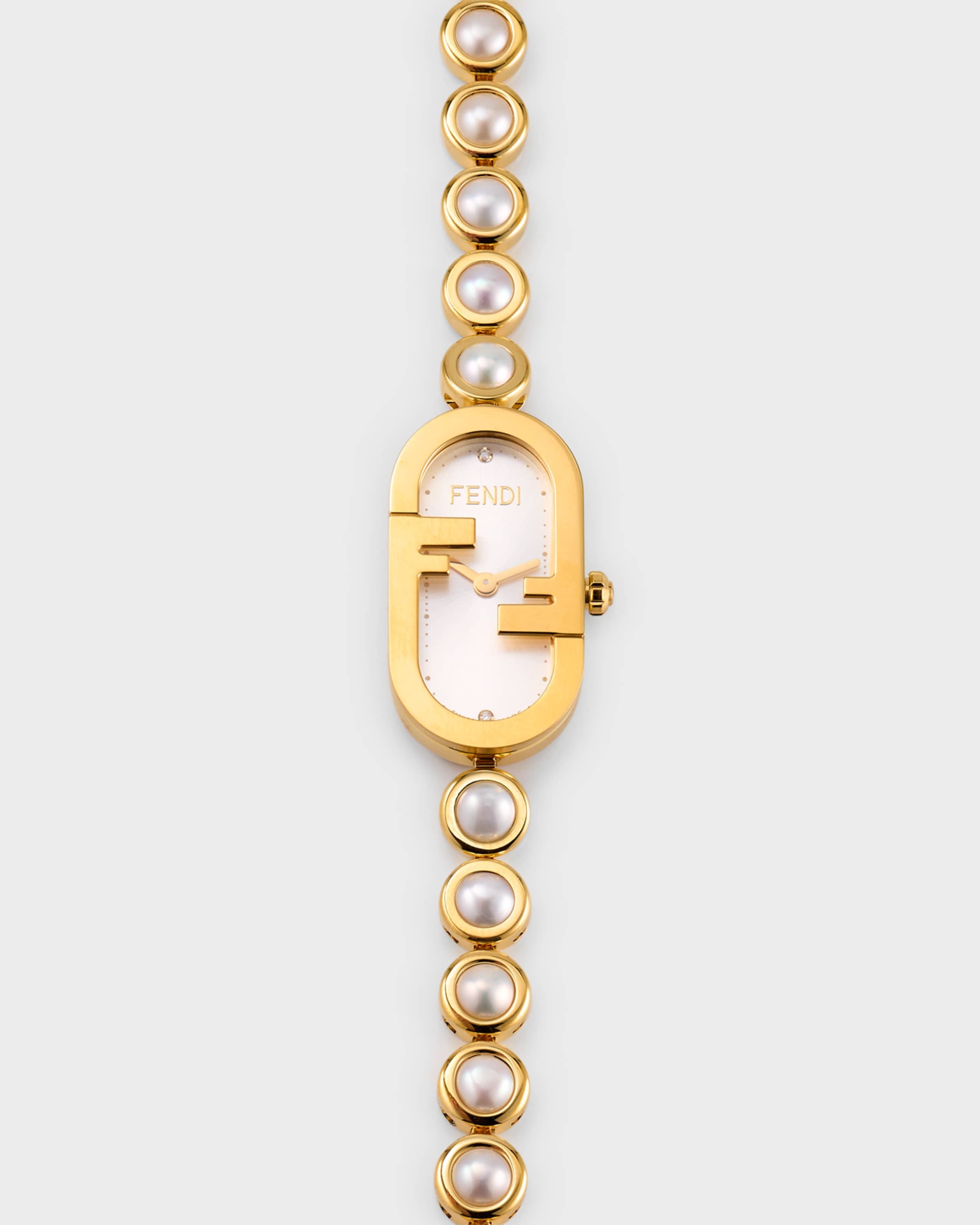 FENDI O'Lock Vertical Oval Bracelet Watch with Pearls