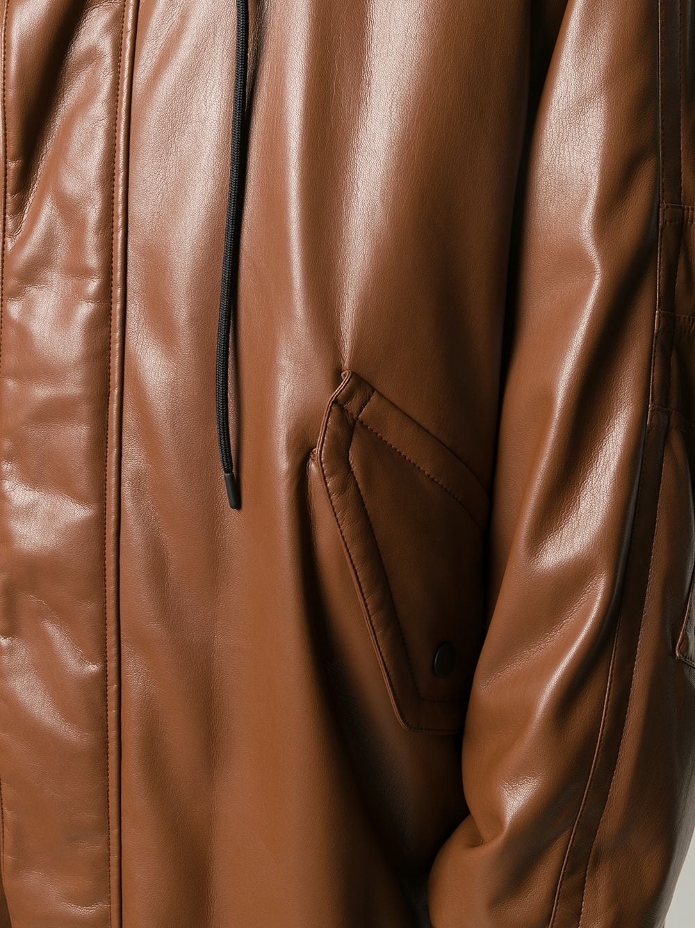 faux-leather hooded coat - 5