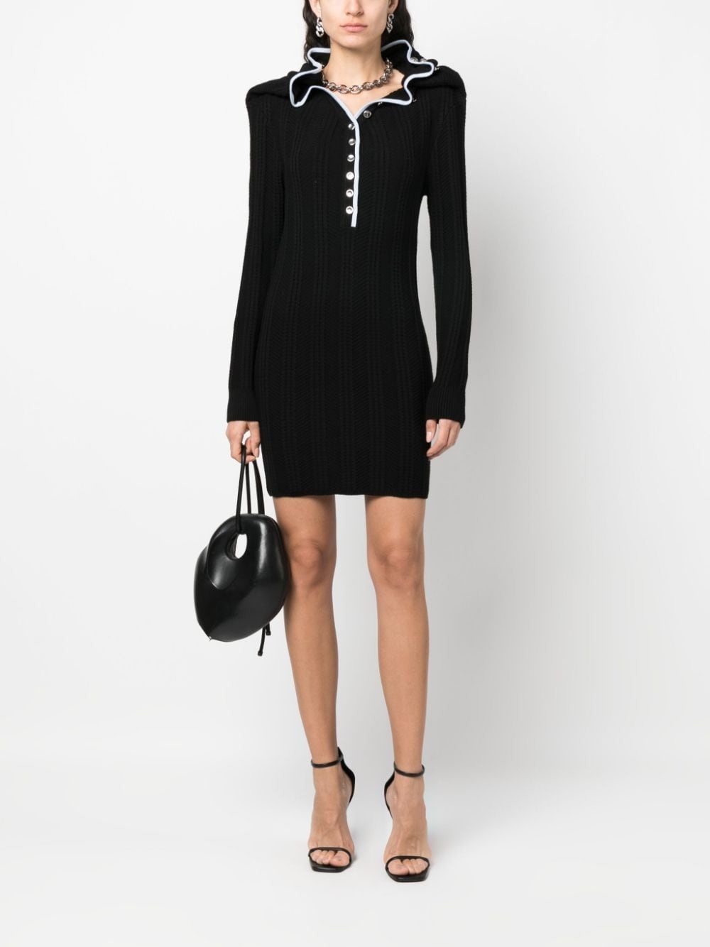 ruffle-collar merino wool minidress - 2