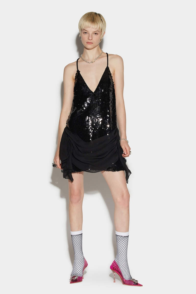 SEQUINED DRAPY DRESS 3