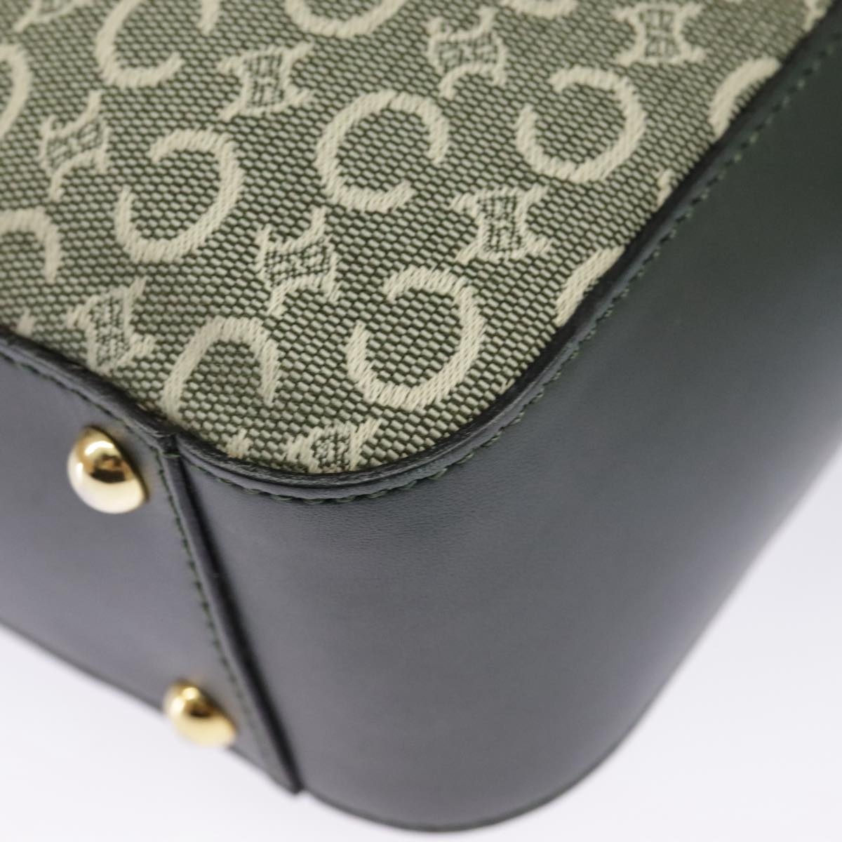 CELINE C Macadam Canvas Hand Bag Gray Gold - 14