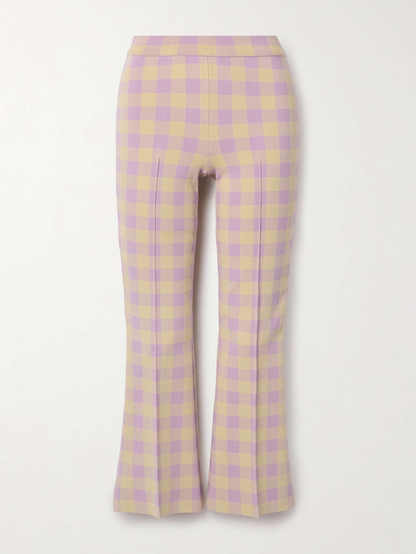 Kick cropped checked stretch-cotton flared pants - 1