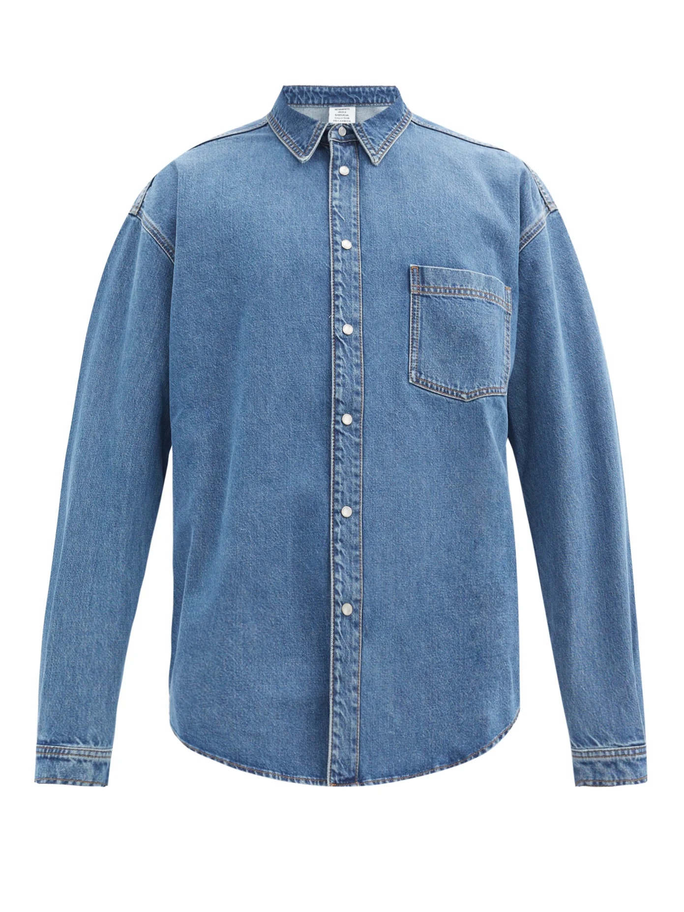 Back logo-print cotton-denim shirt - 1