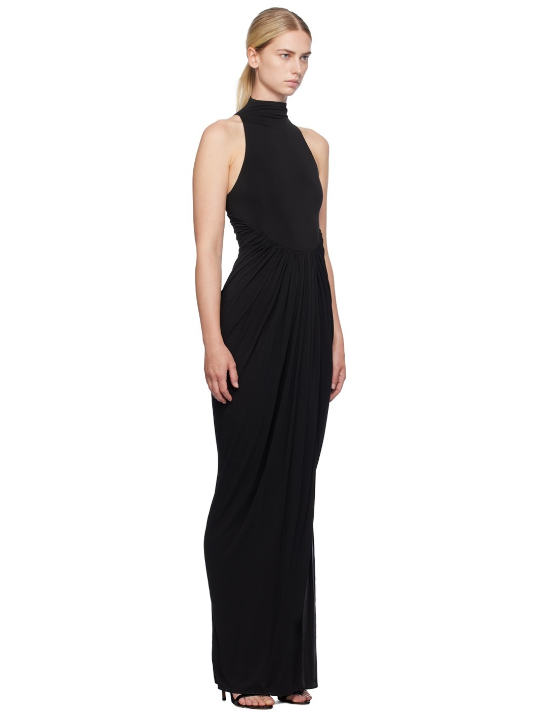 Black Draped Maxi Dress - 2