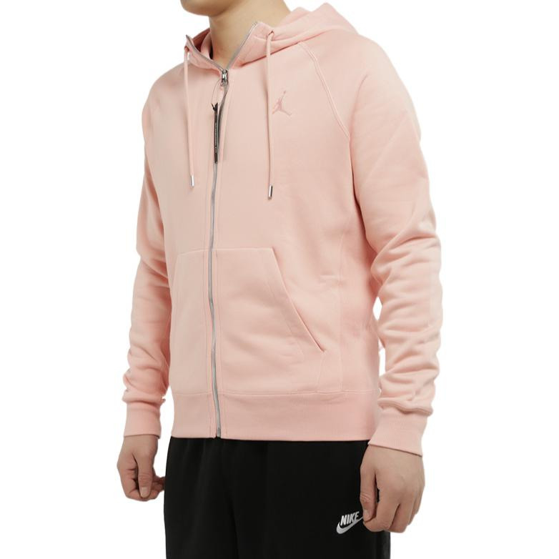 Men's Air Jordan Solid Color Zipper Hooded Jacket Pink AV2961-623 - 4