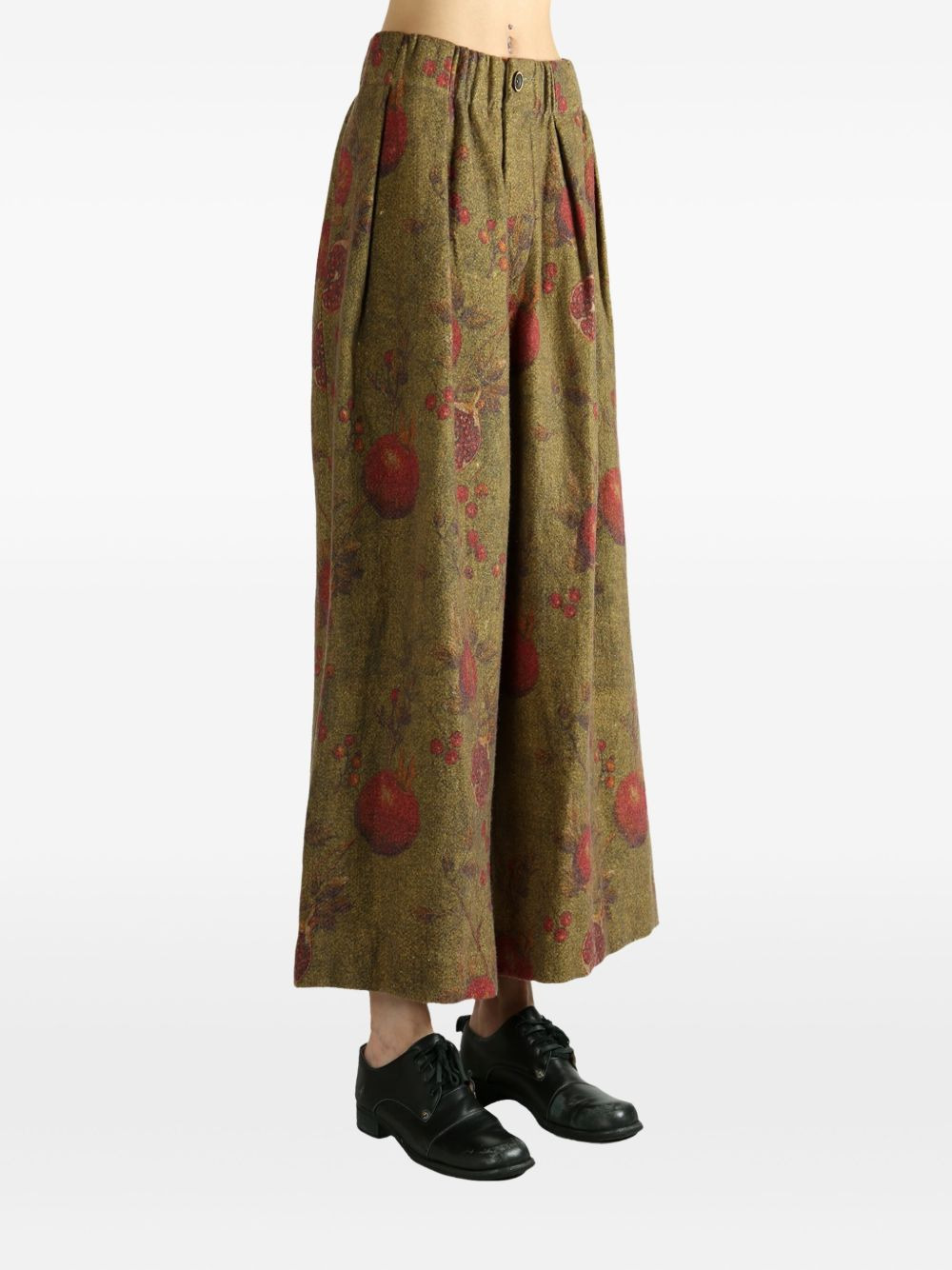 pleated fruit-print palazzo pants - 3