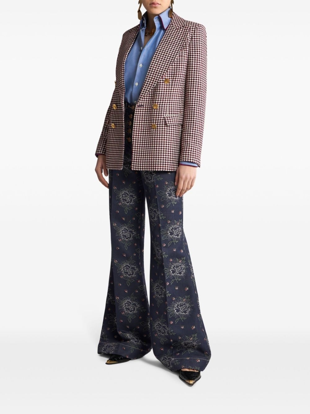 houndstooth-pattern double-breasted jacket - 2