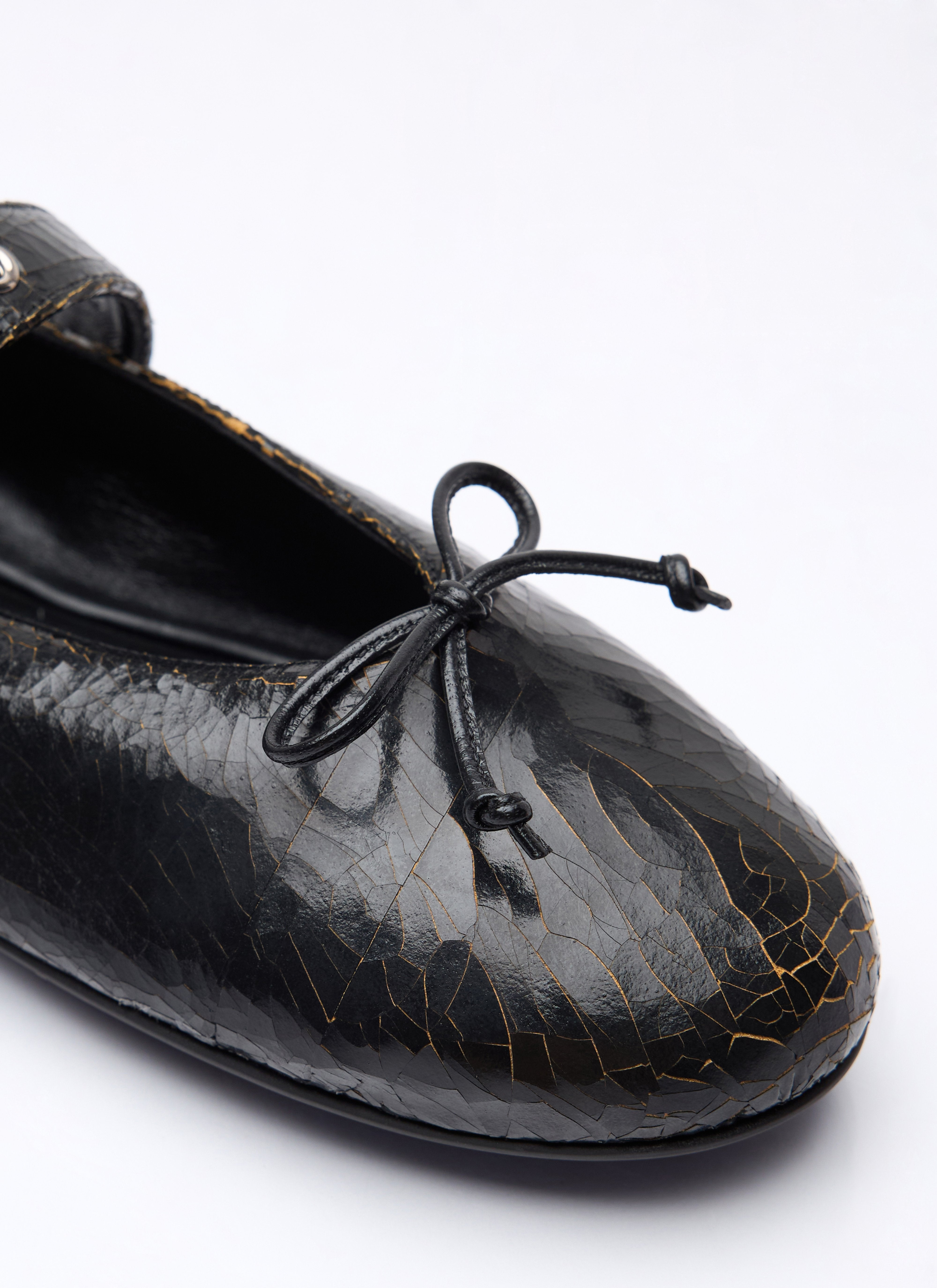 Miu Miu Women Crackled Leather Ballerina Shoes - 2