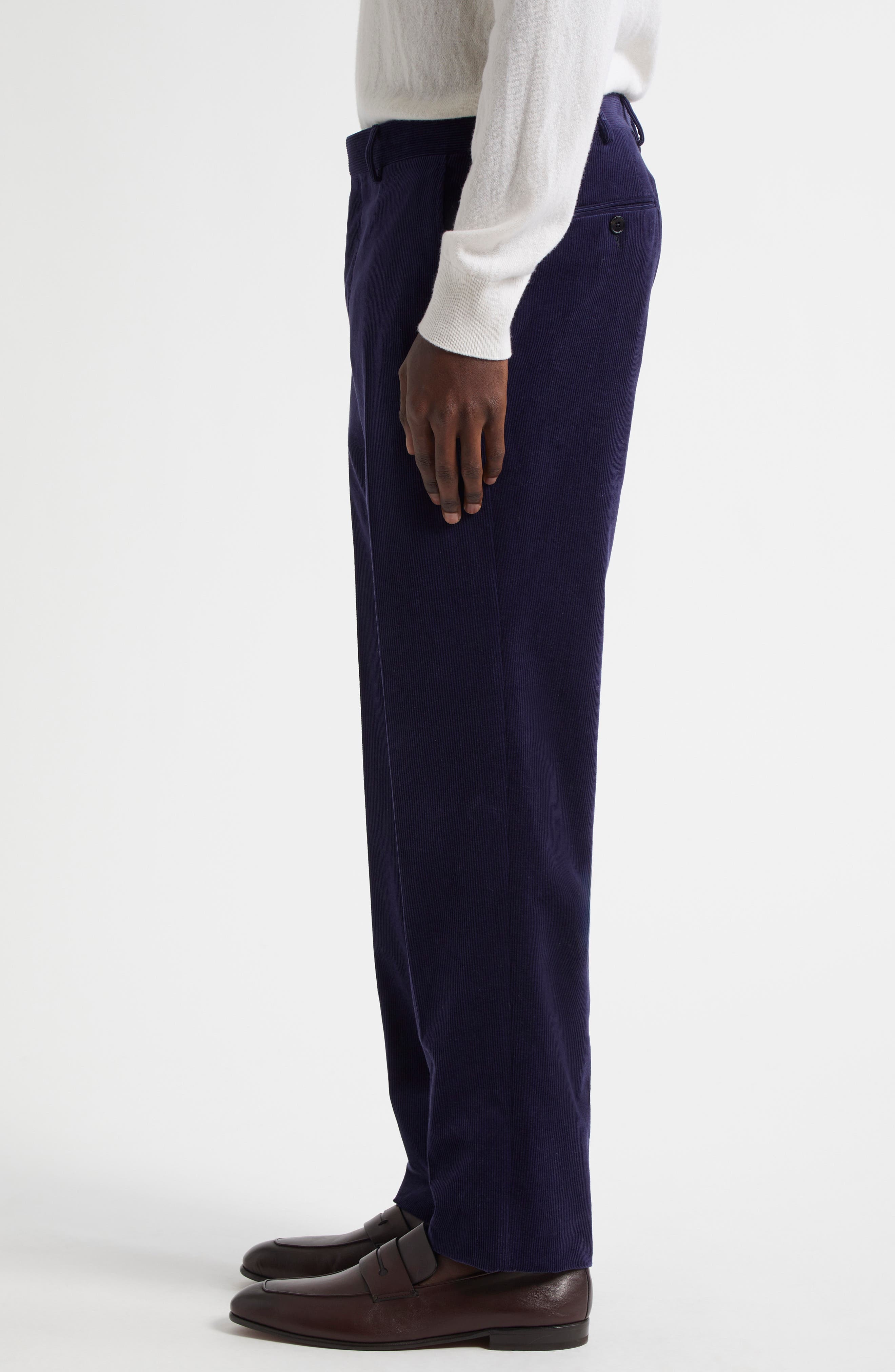 ZEGNA Cashco Corduroy Dress Pants in Navy at Nordstrom - 3