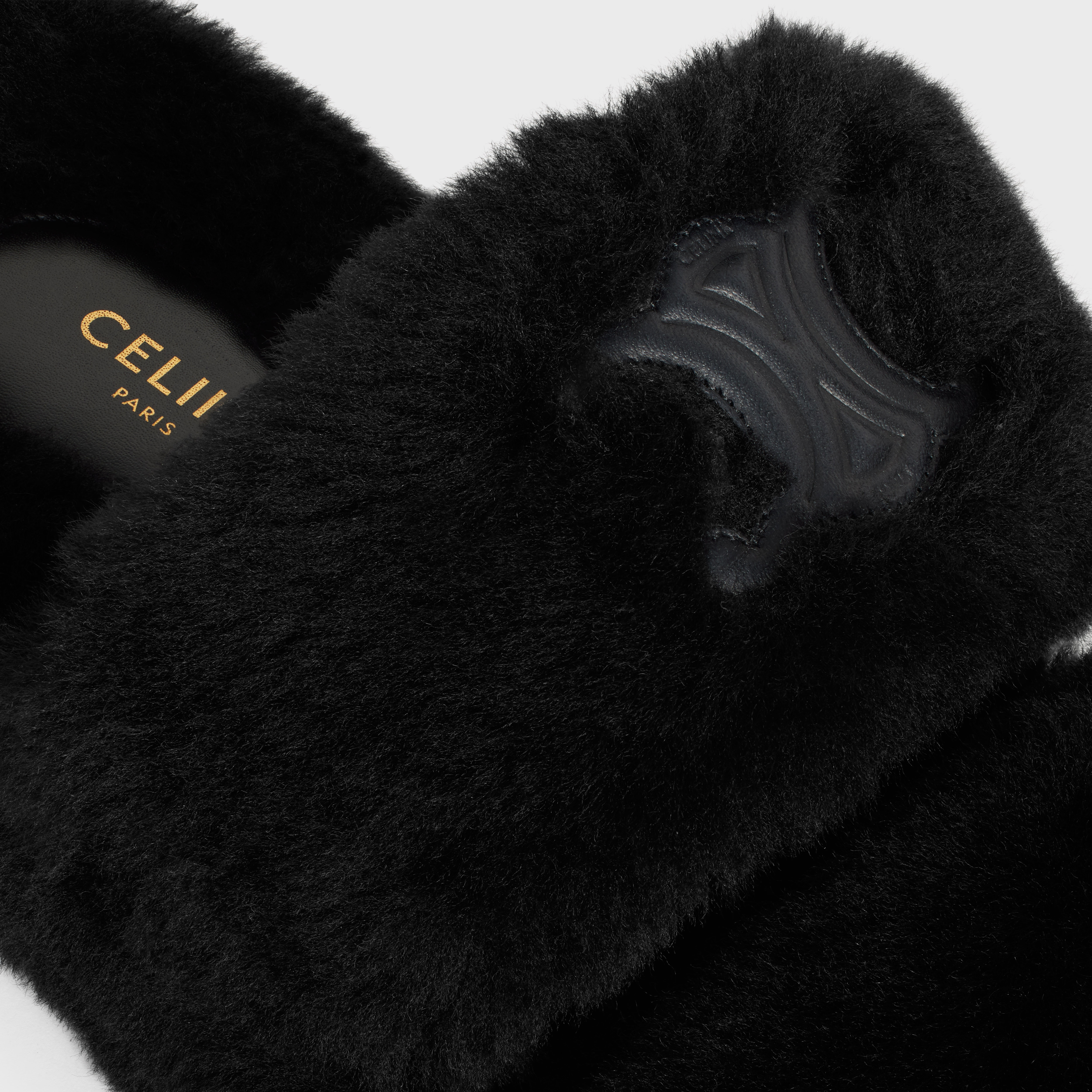 CELINE FUR SLIDES TRIOMPHE in SHEARLING - 5