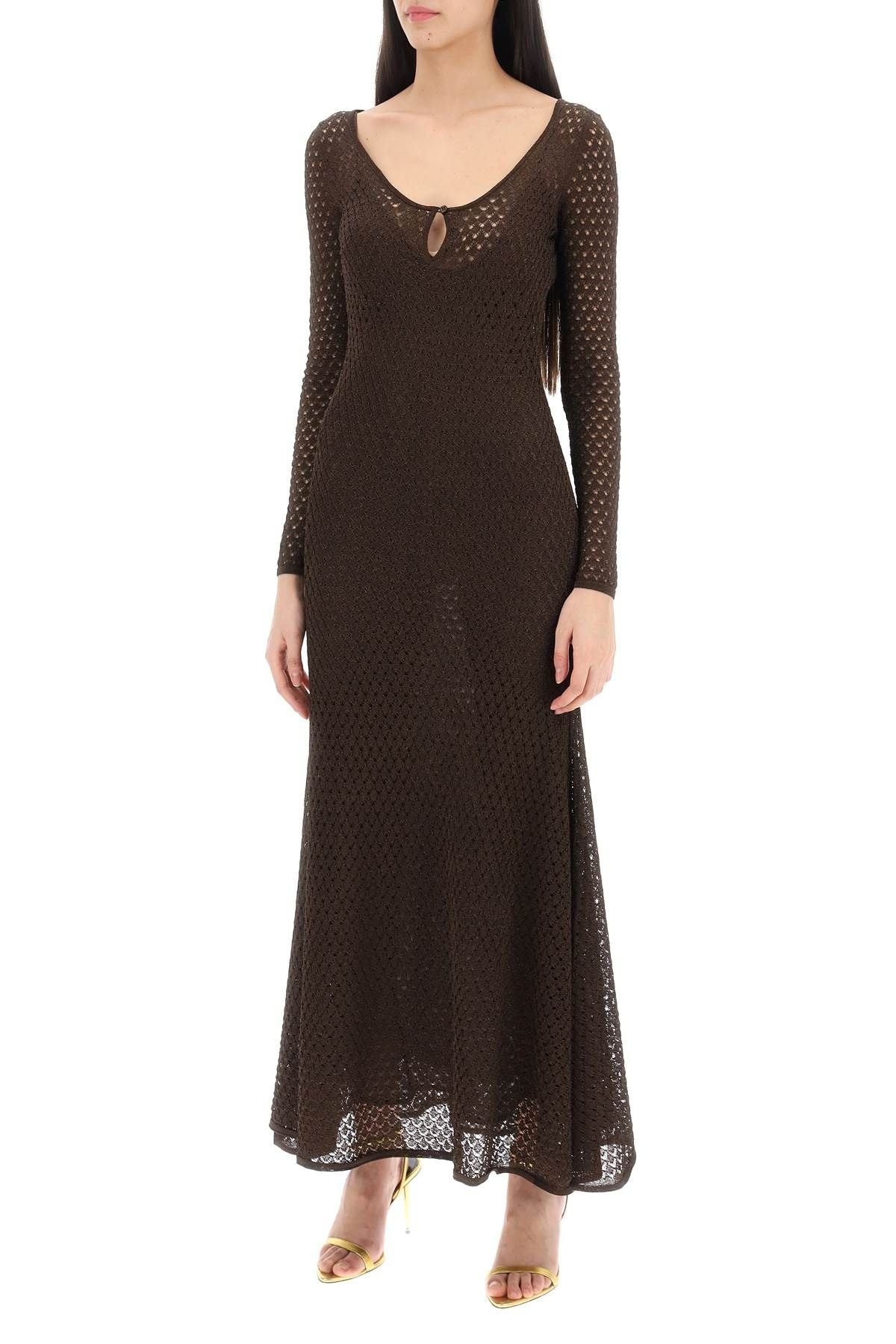 LONG KNITTED LUREX PERFORATED DRESS - 5