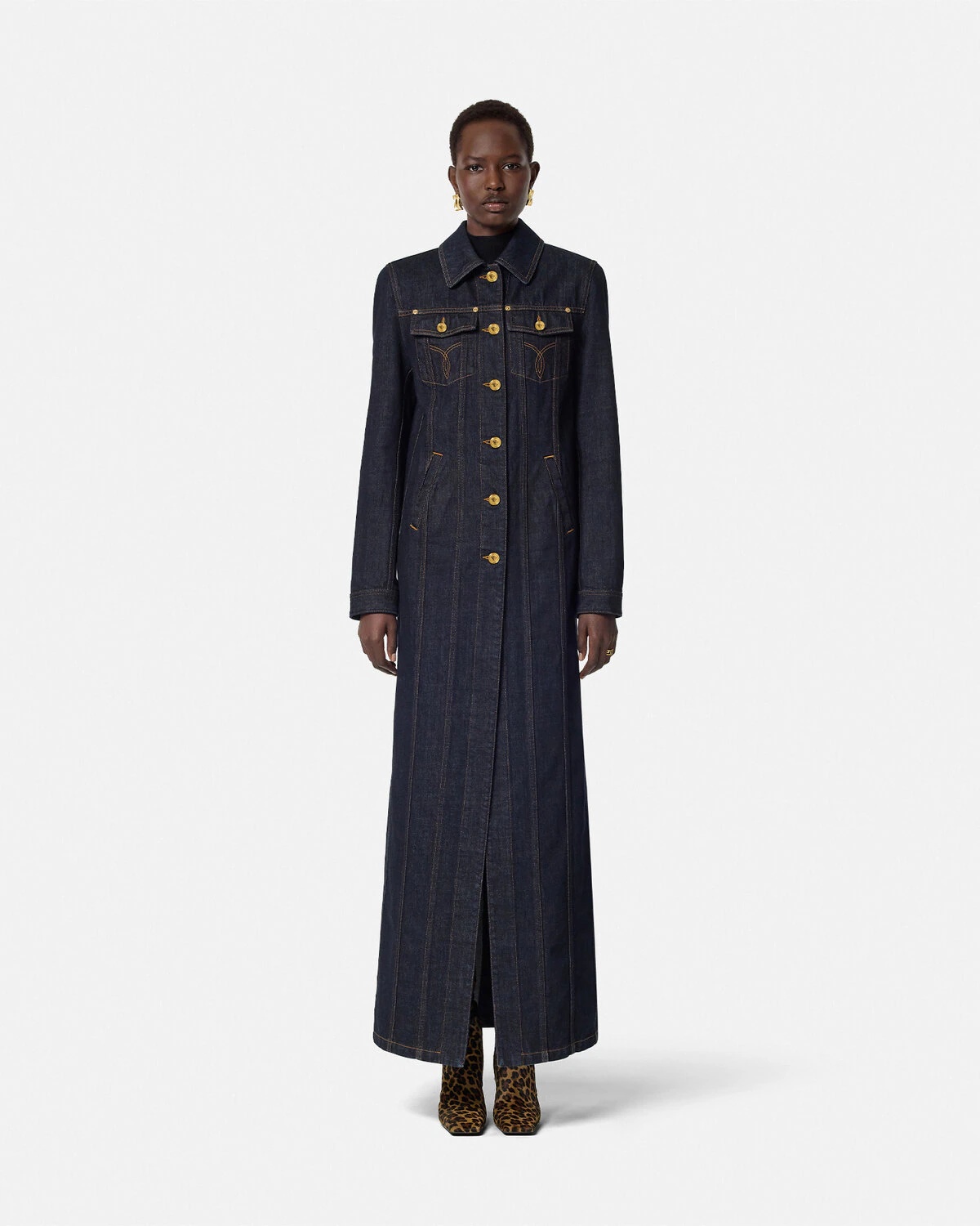 Denim Long Coat - 4