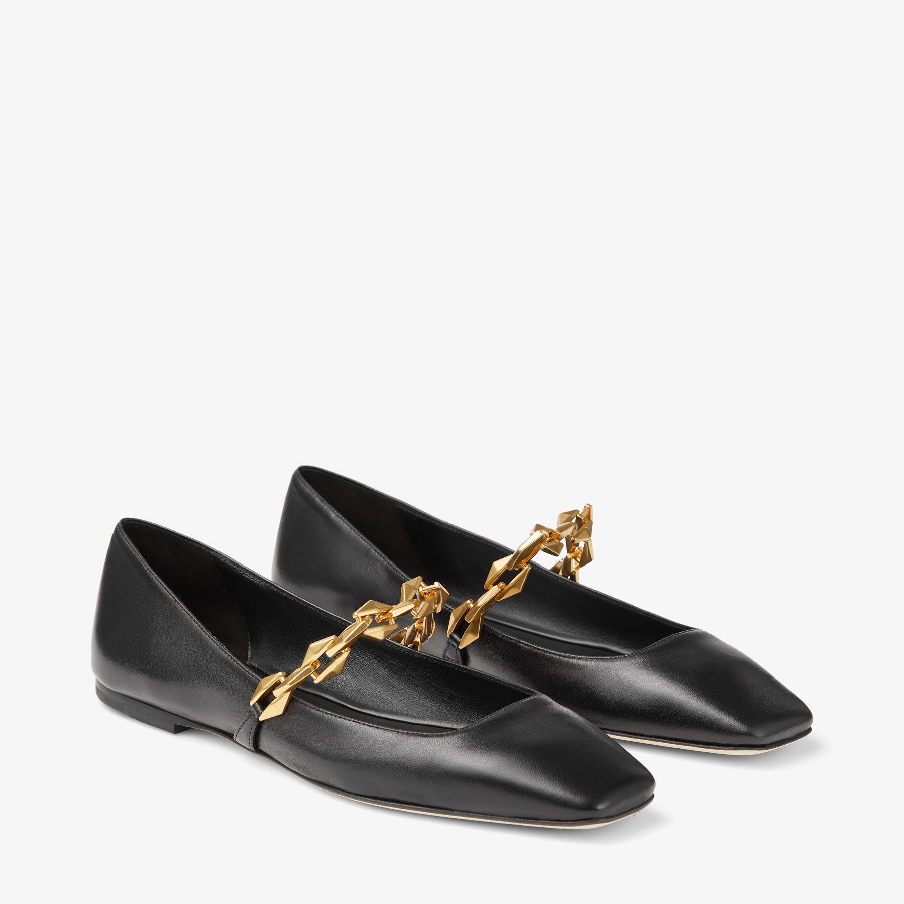 Diamond Tilda Flat
Black Nappa Leather Flats with Chain - 2