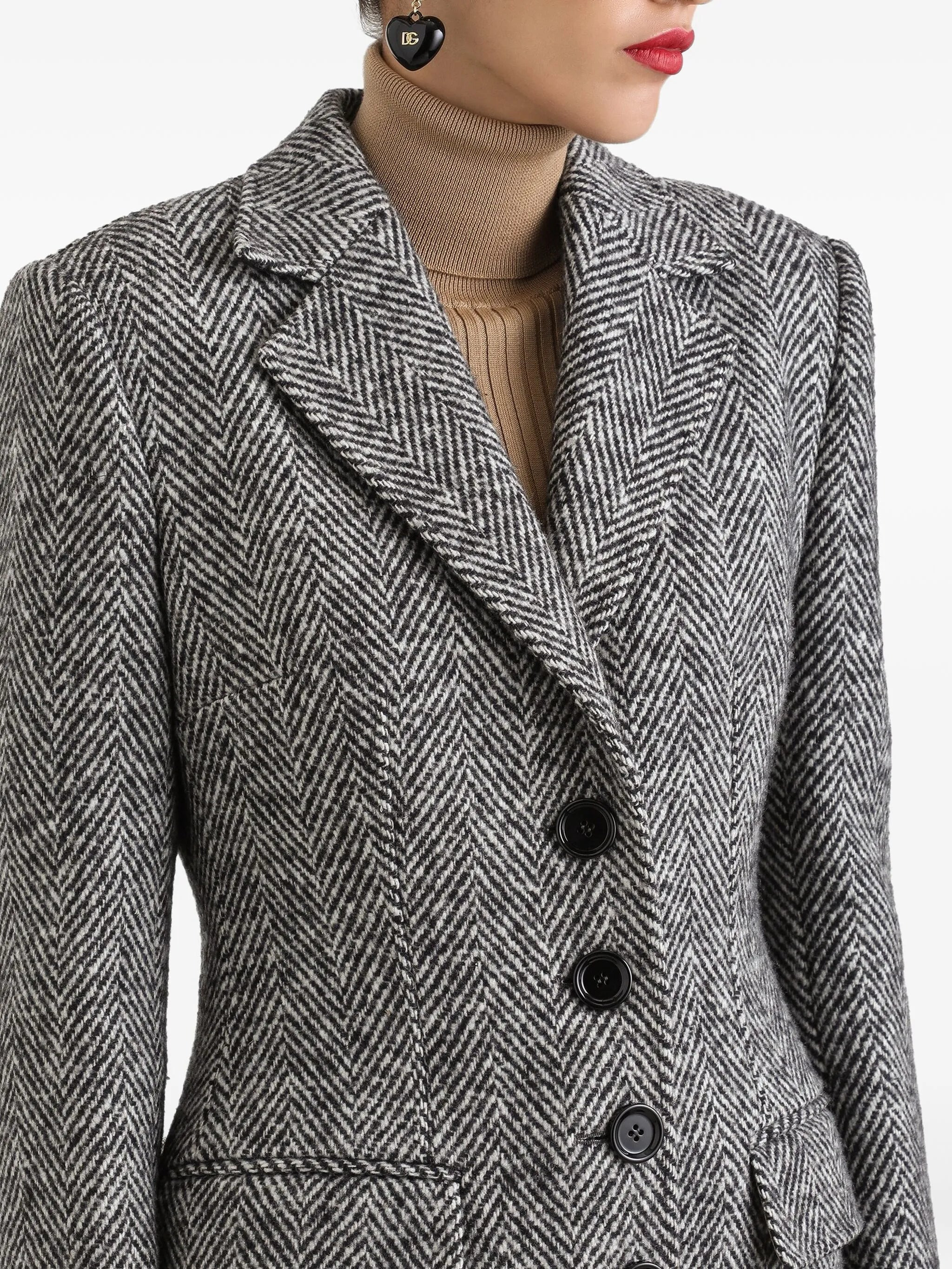 Dolce & Gabbana Herringbone Buttoned Coat - 3