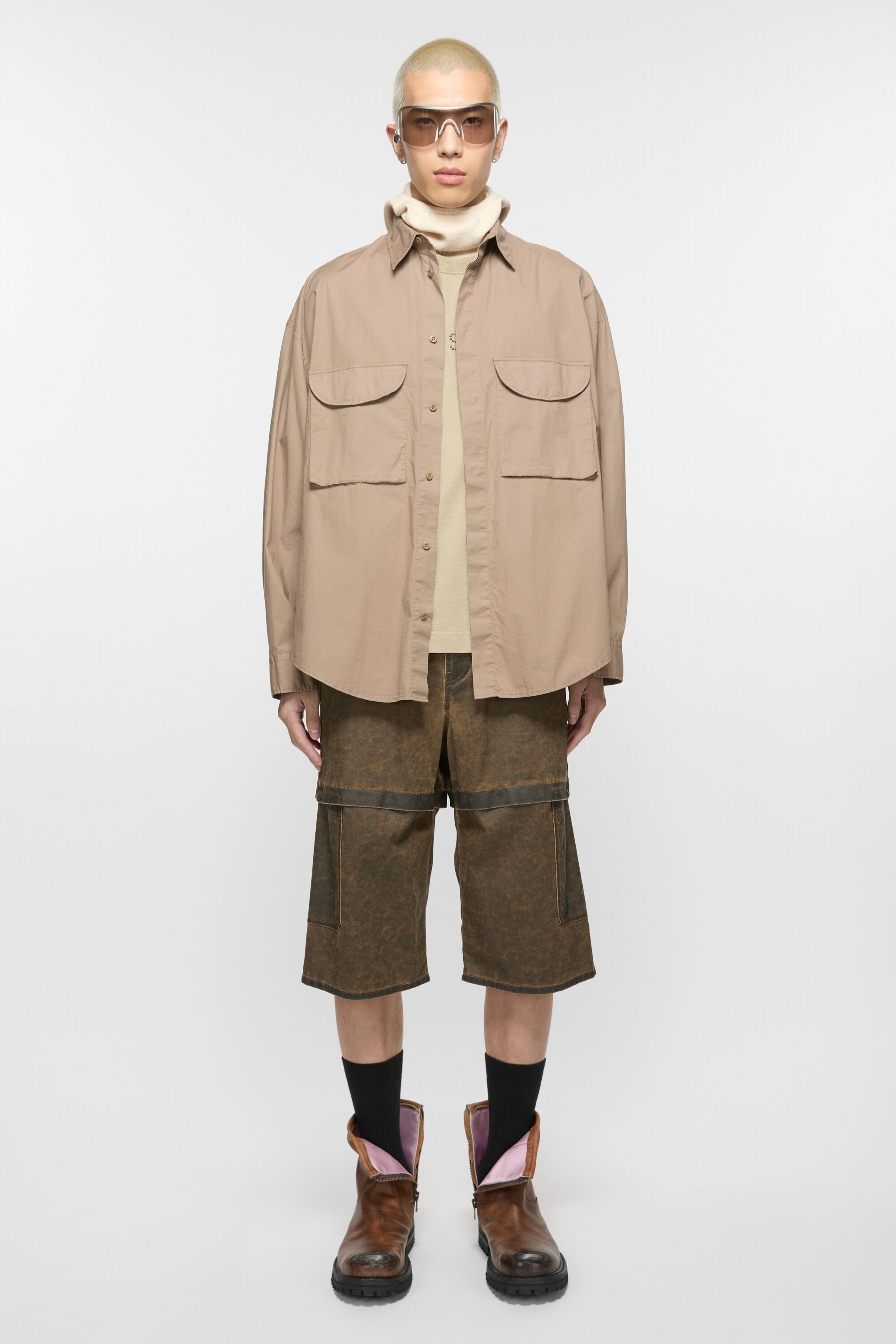 Shorts coated cotton - Brown - 2