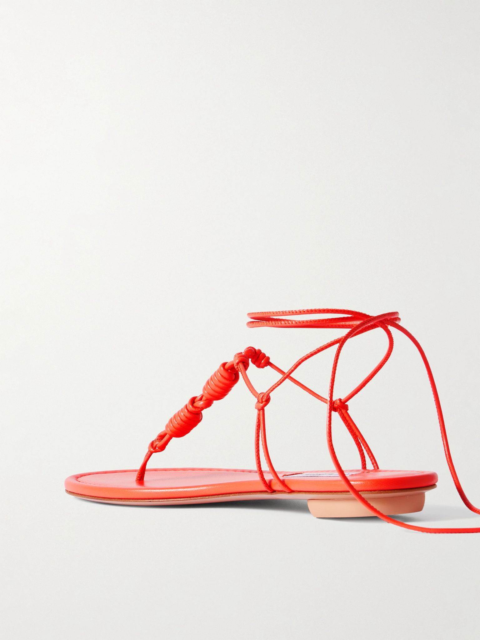 Oaxaca knotted leather sandals Tomato red - 3