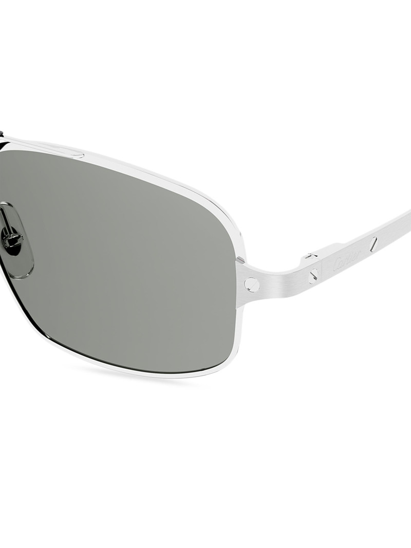 Men's Santos 60MM Rectangular Sunglasses - Silver 1