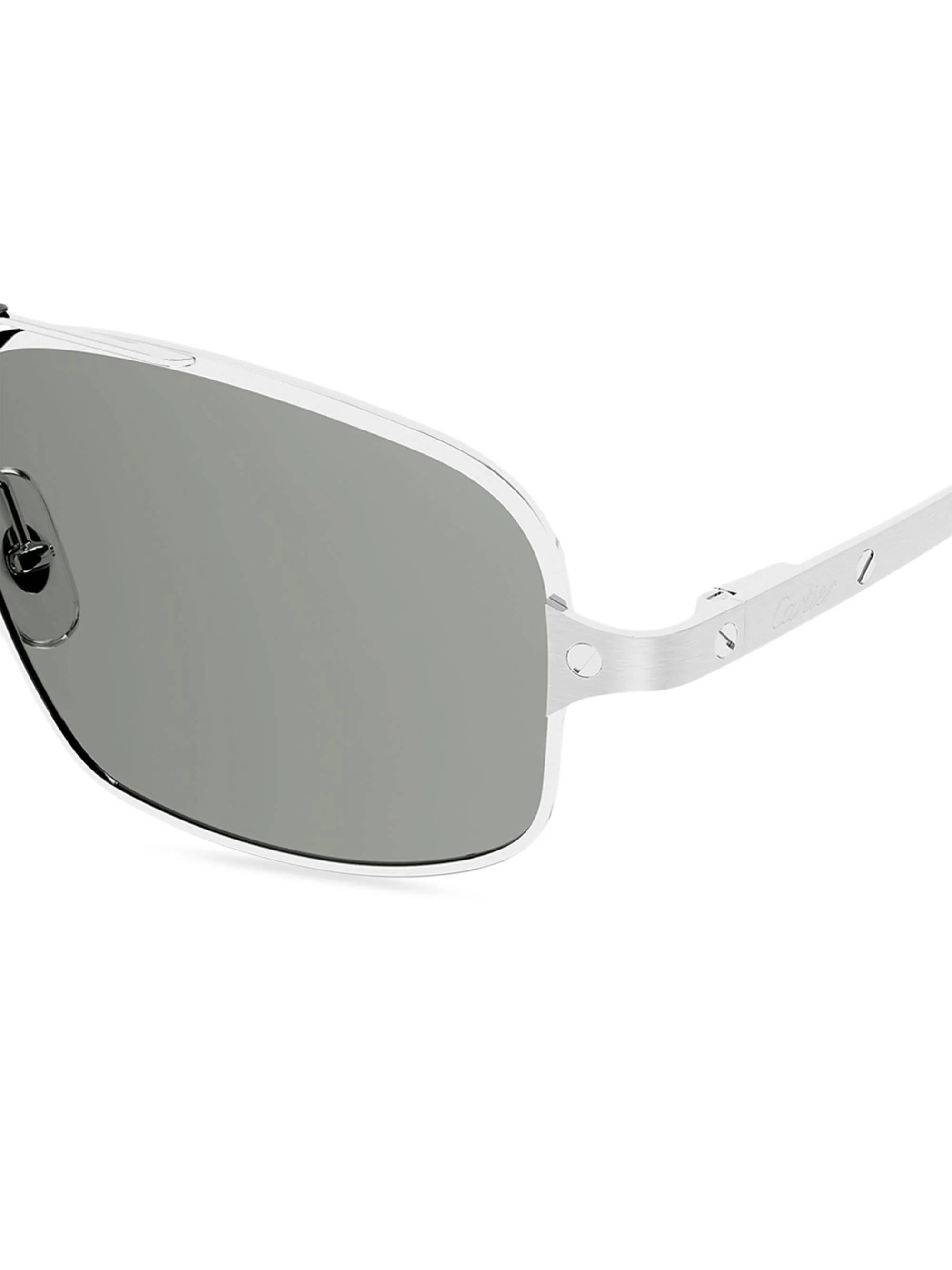 Men's Santos 60MM Rectangular Sunglasses - Silver - 1