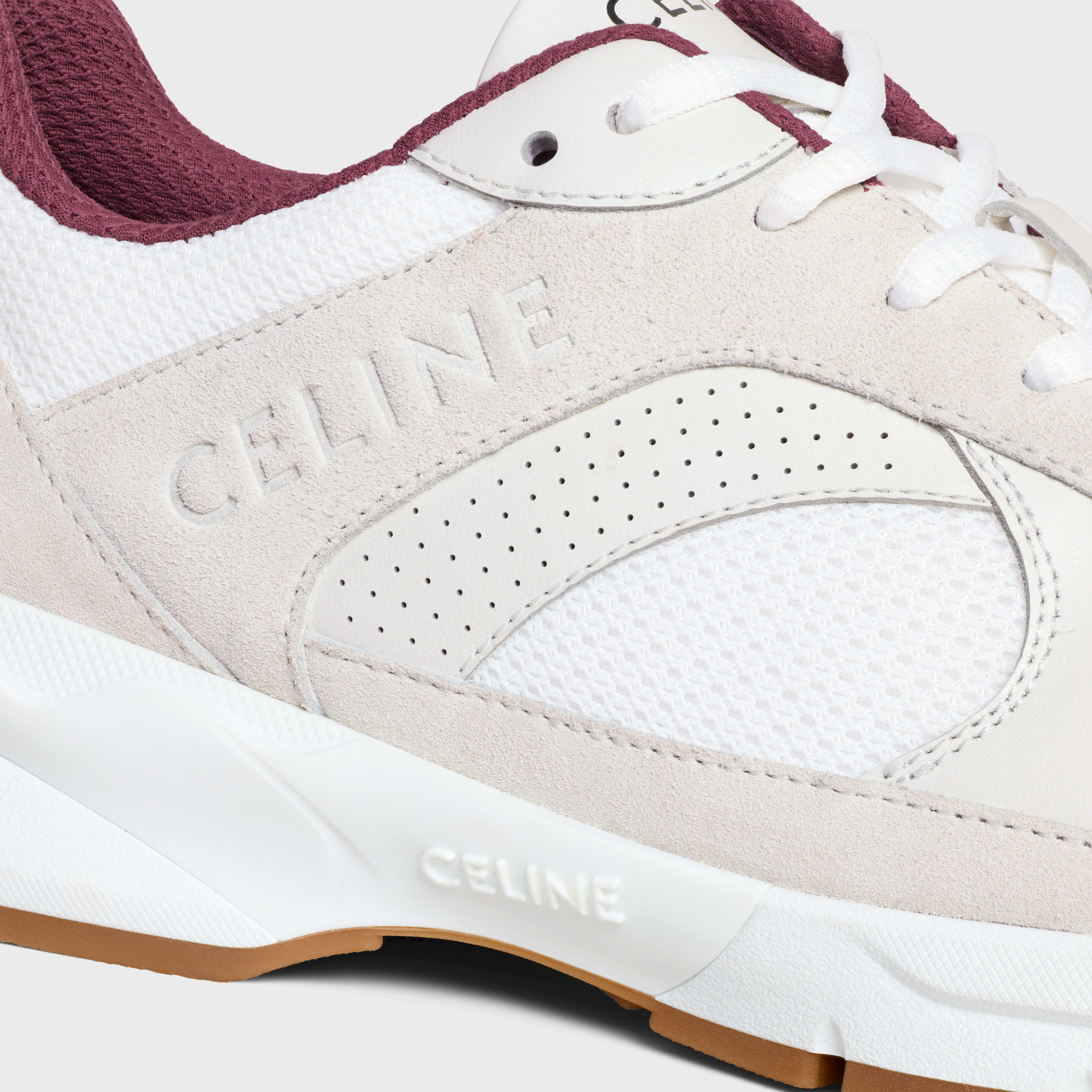 CELINE RUNNER CR-03 LOW LACE-UP SNEAKER in MESH, SUEDE CALFSKIN AND PERFORATED CALFSKIN - 5