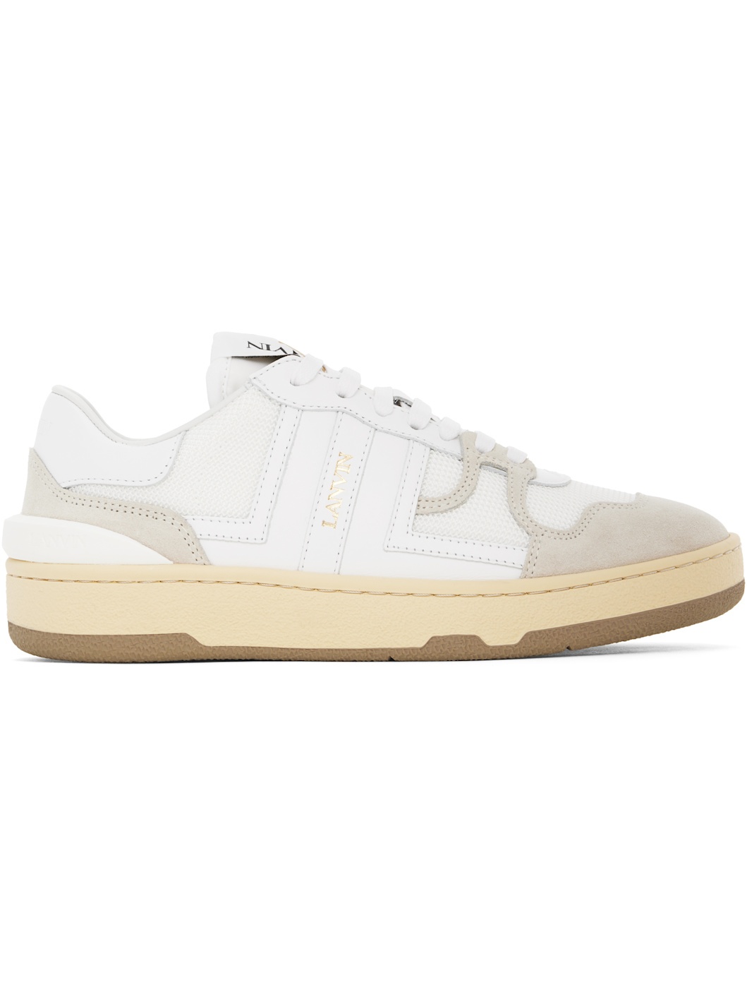 White & Gray Clay Low Top Sneakers - 1