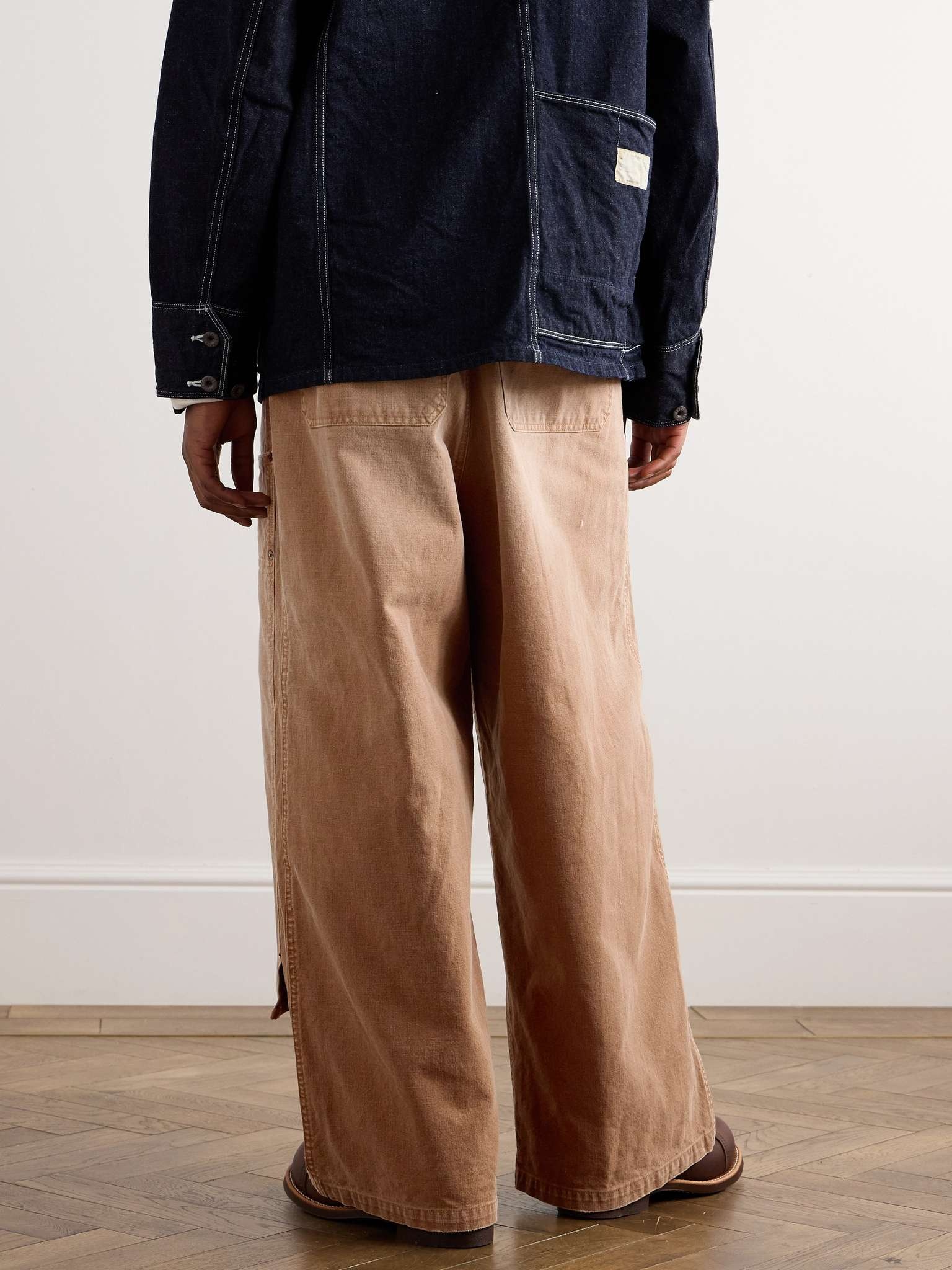 Farmer Wide-Leg Logo-Appliquéd Distressed Cotton Trousers - 4