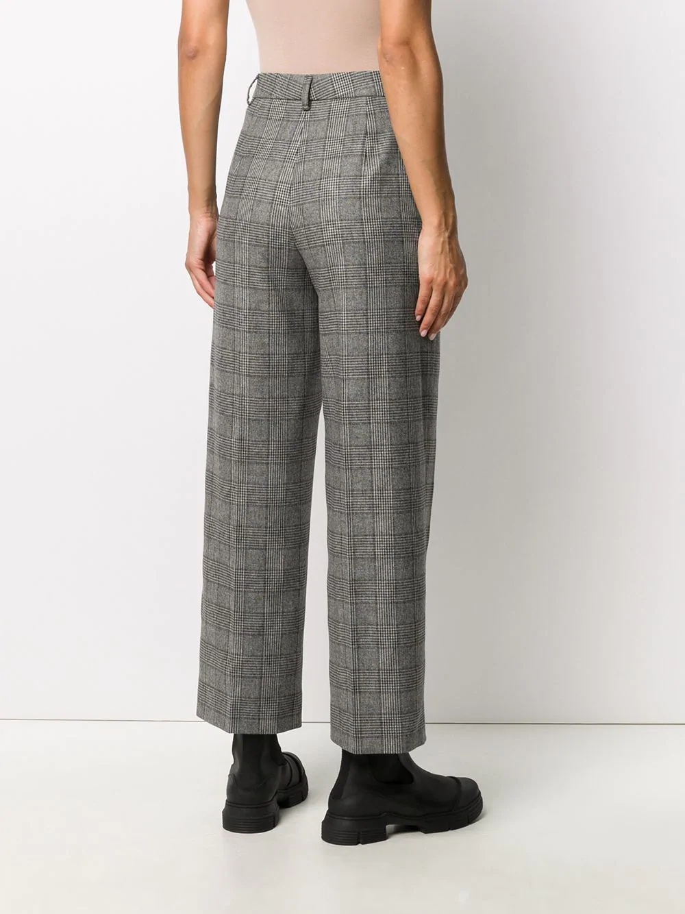 straight leg check pattern trousers - 4